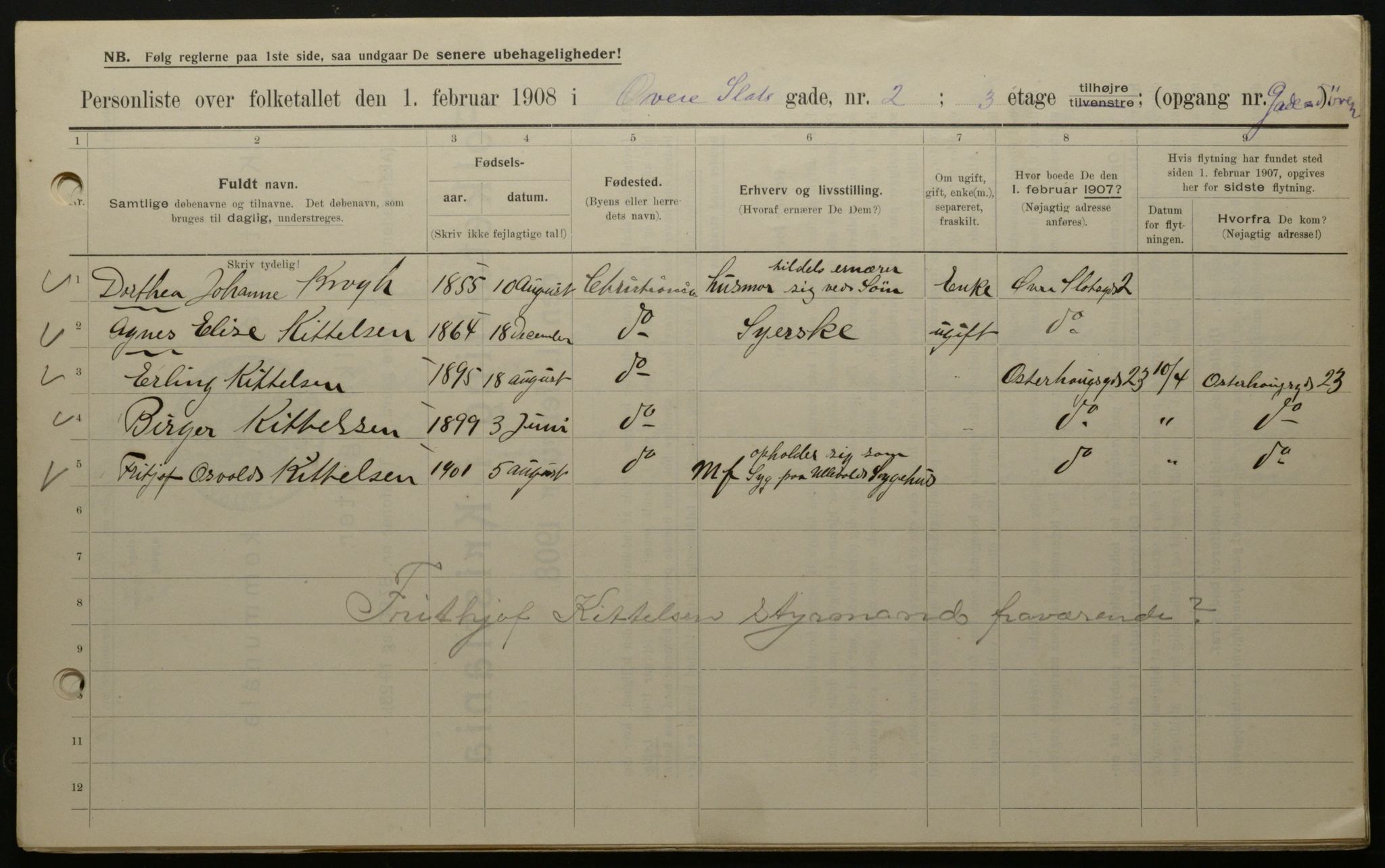 OBA, Municipal Census 1908 for Kristiania, 1908, p. 116596