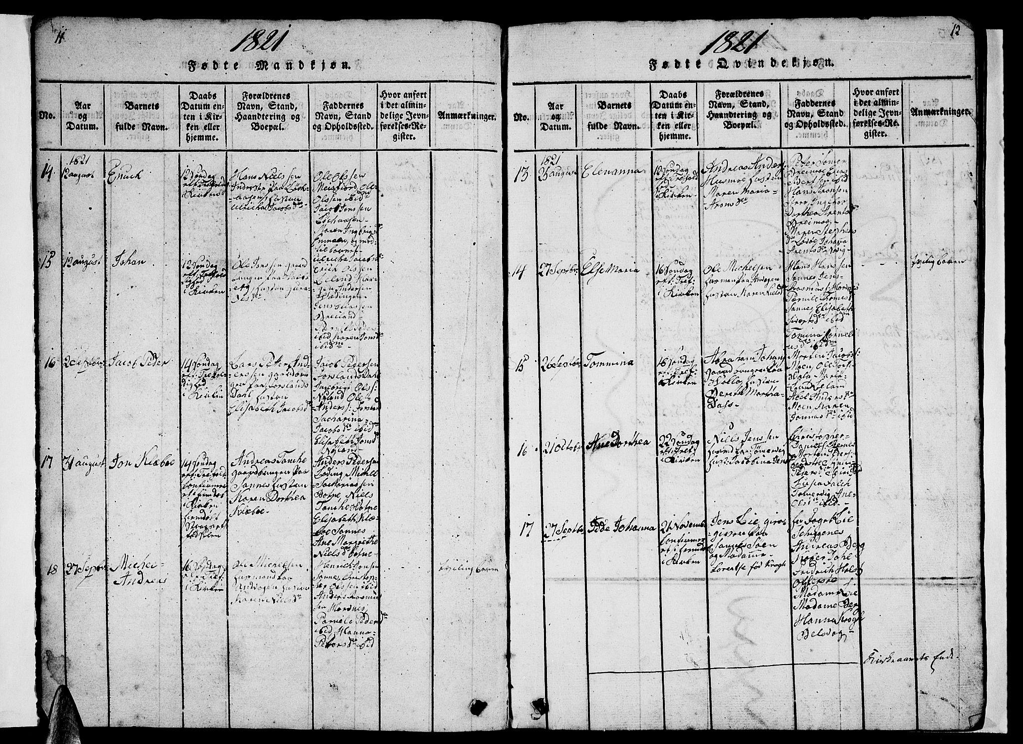 Ministerialprotokoller, klokkerbøker og fødselsregistre - Nordland, AV/SAT-A-1459/831/L0474: Parish register (copy) no. 831C01, 1820-1850, p. 11-12