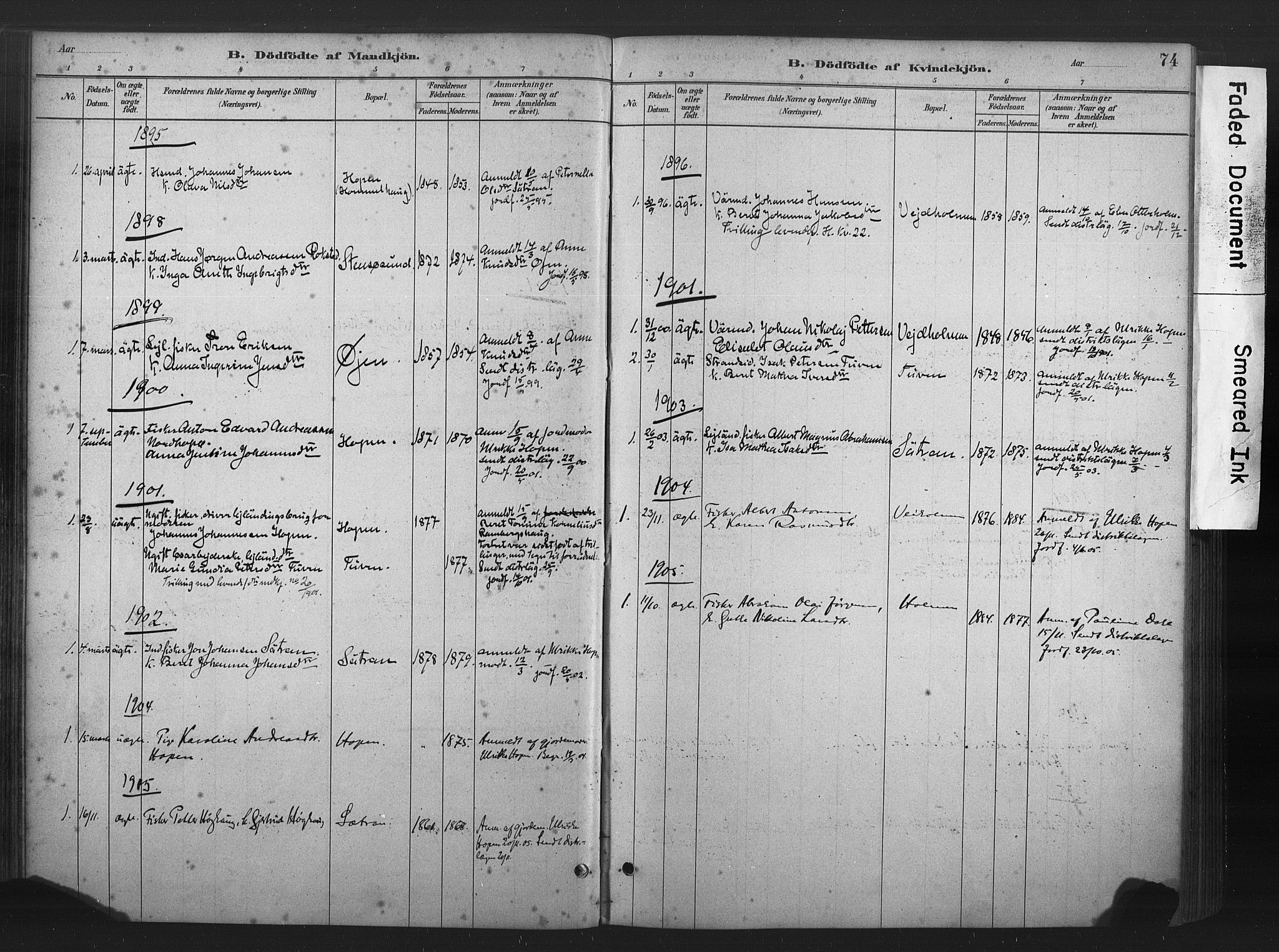 Ministerialprotokoller, klokkerbøker og fødselsregistre - Møre og Romsdal, AV/SAT-A-1454/583/L0954: Parish register (official) no. 583A01, 1880-1906, p. 74