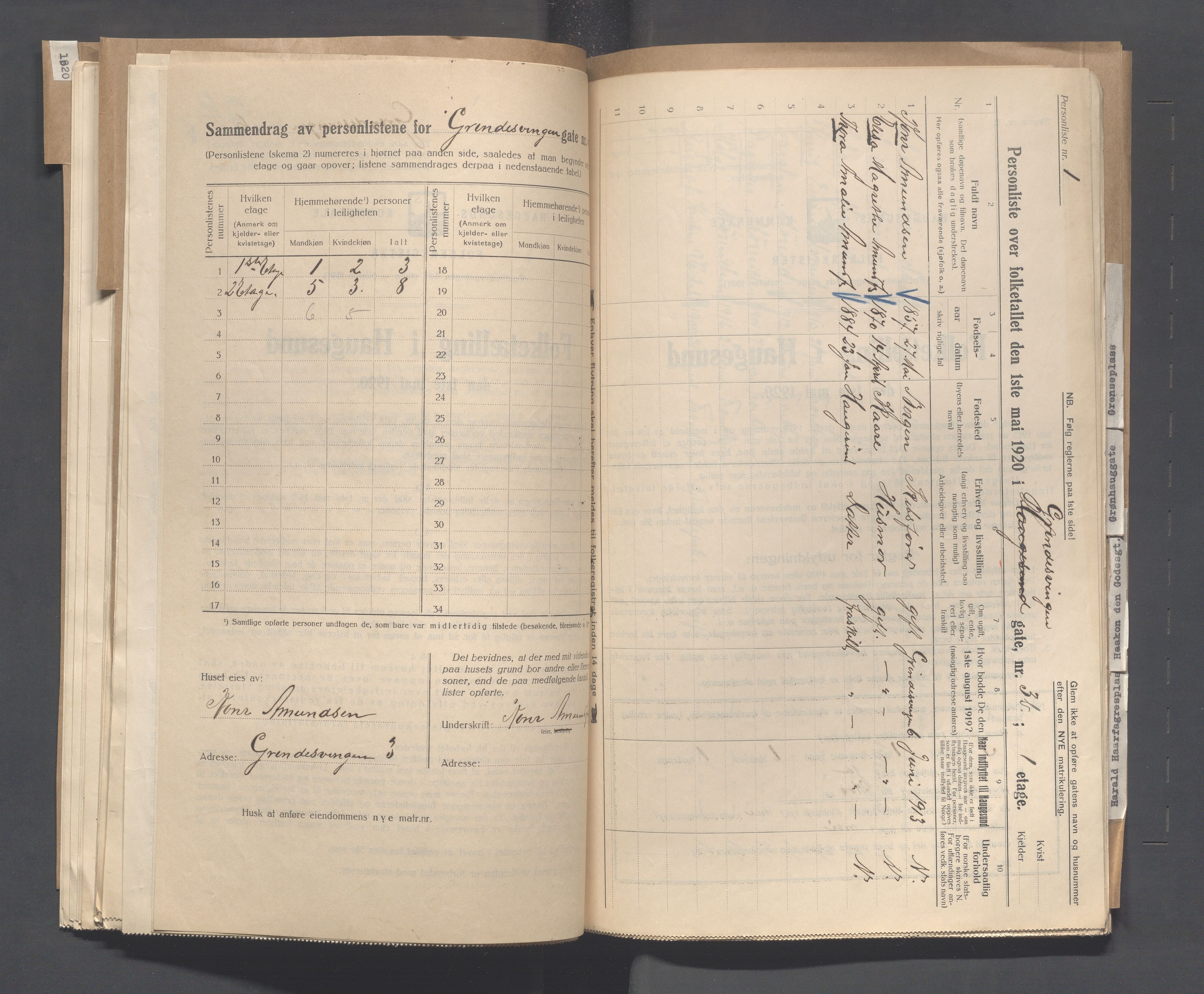 IKAR, Local census 1.5.1920 for Haugesund, 1920, p. 1069