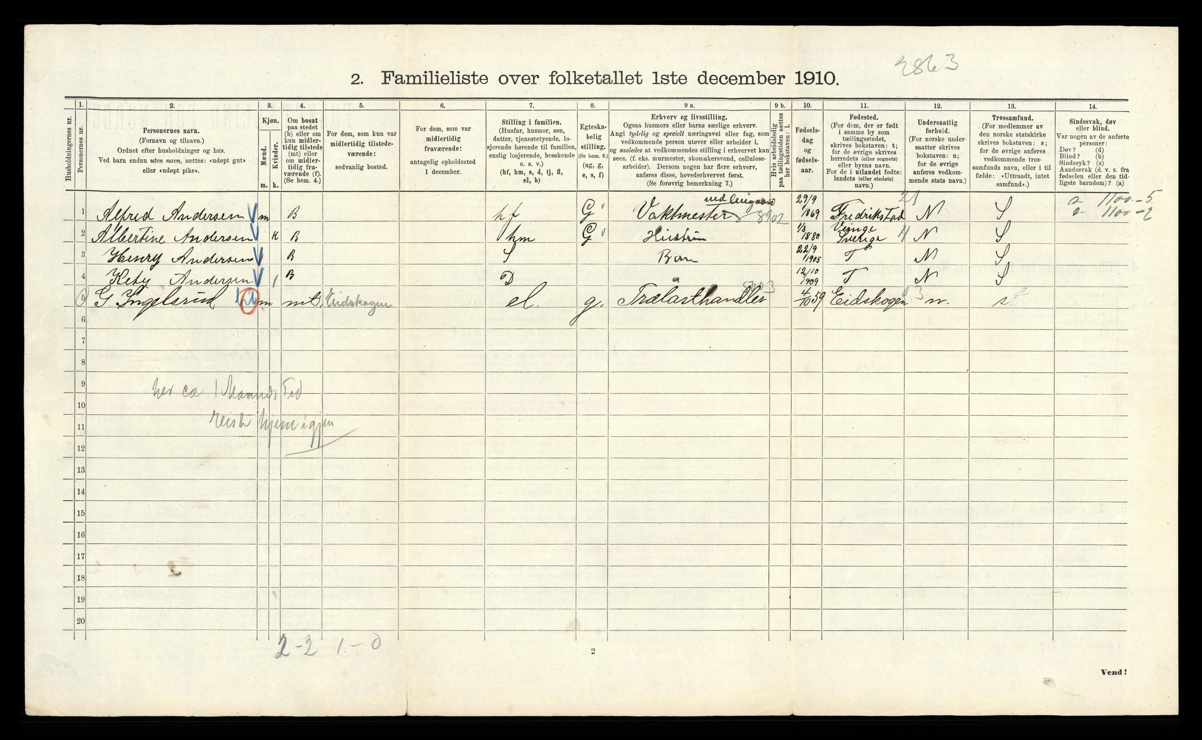 RA, 1910 census for Kristiania, 1910, p. 110494