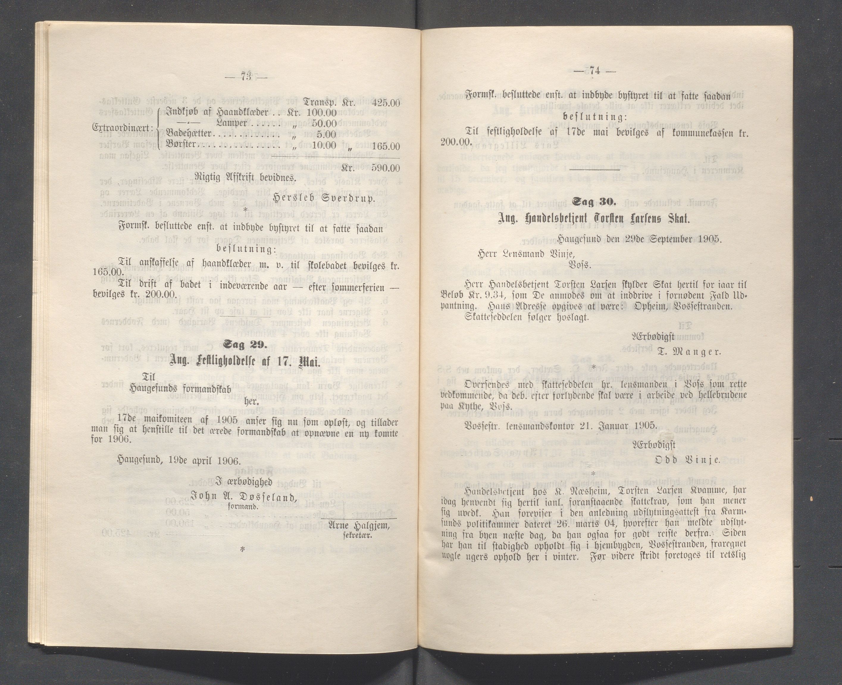 Haugesund kommune - Formannskapet og Bystyret, IKAR/A-740/A/Abb/L0001: Bystyreforhandlinger, 1889-1907, p. 765