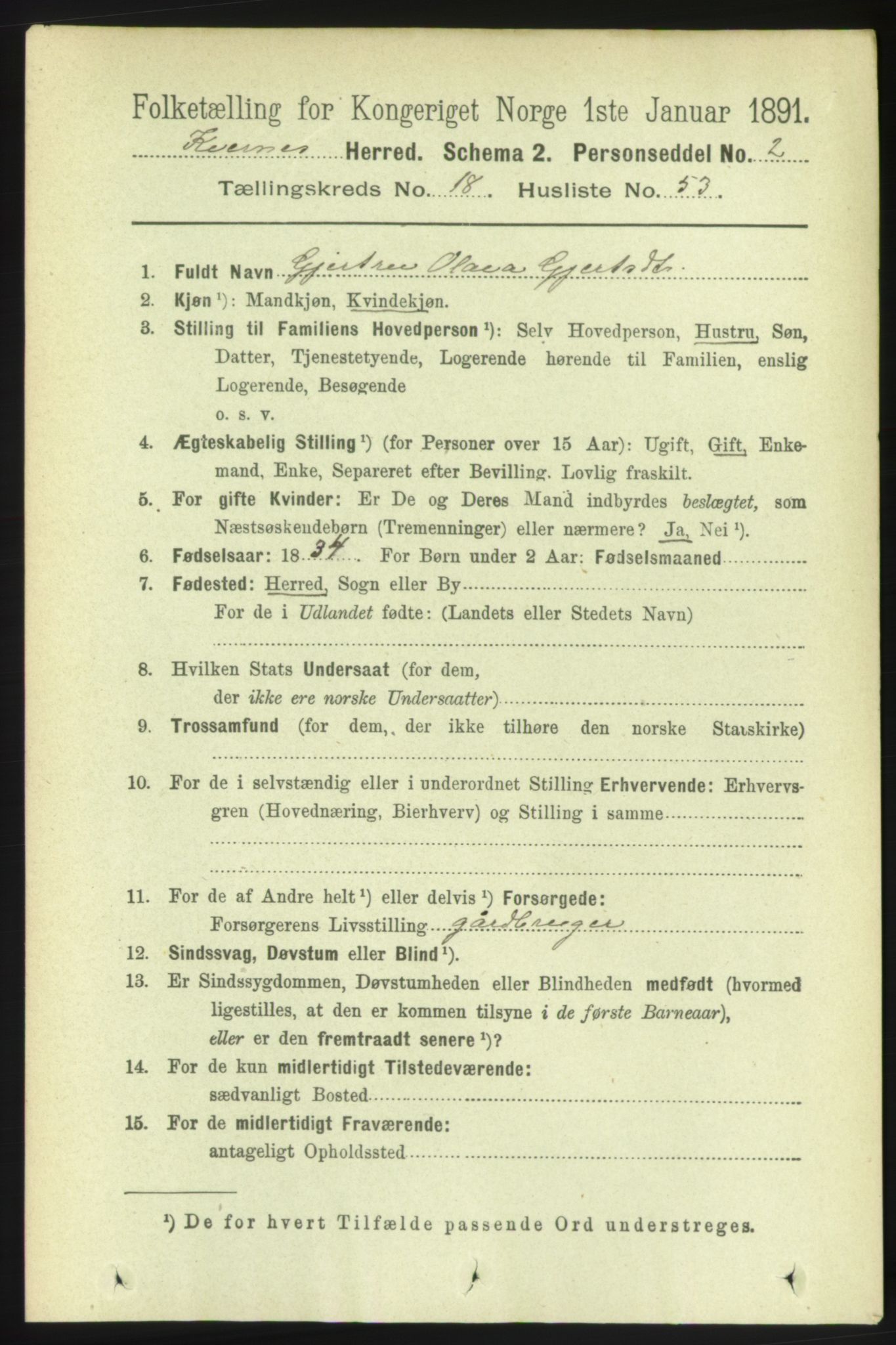 RA, 1891 census for 1553 Kvernes, 1891, p. 8092