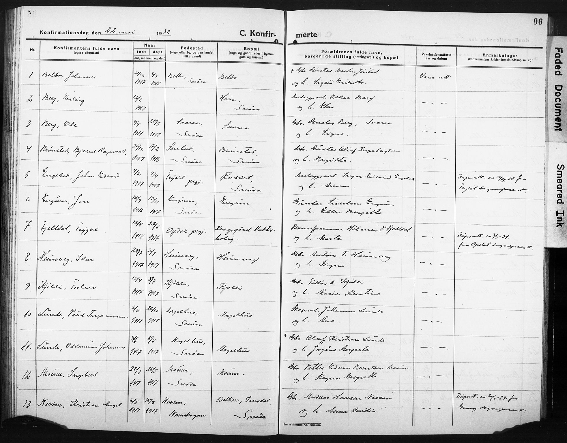 Ministerialprotokoller, klokkerbøker og fødselsregistre - Nord-Trøndelag, AV/SAT-A-1458/749/L0480: Parish register (copy) no. 749C02, 1924-1932, p. 96