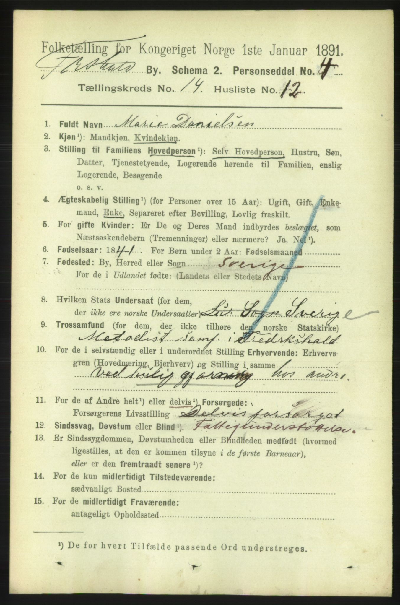 RA, 1891 census for 0101 Fredrikshald, 1891, p. 9194