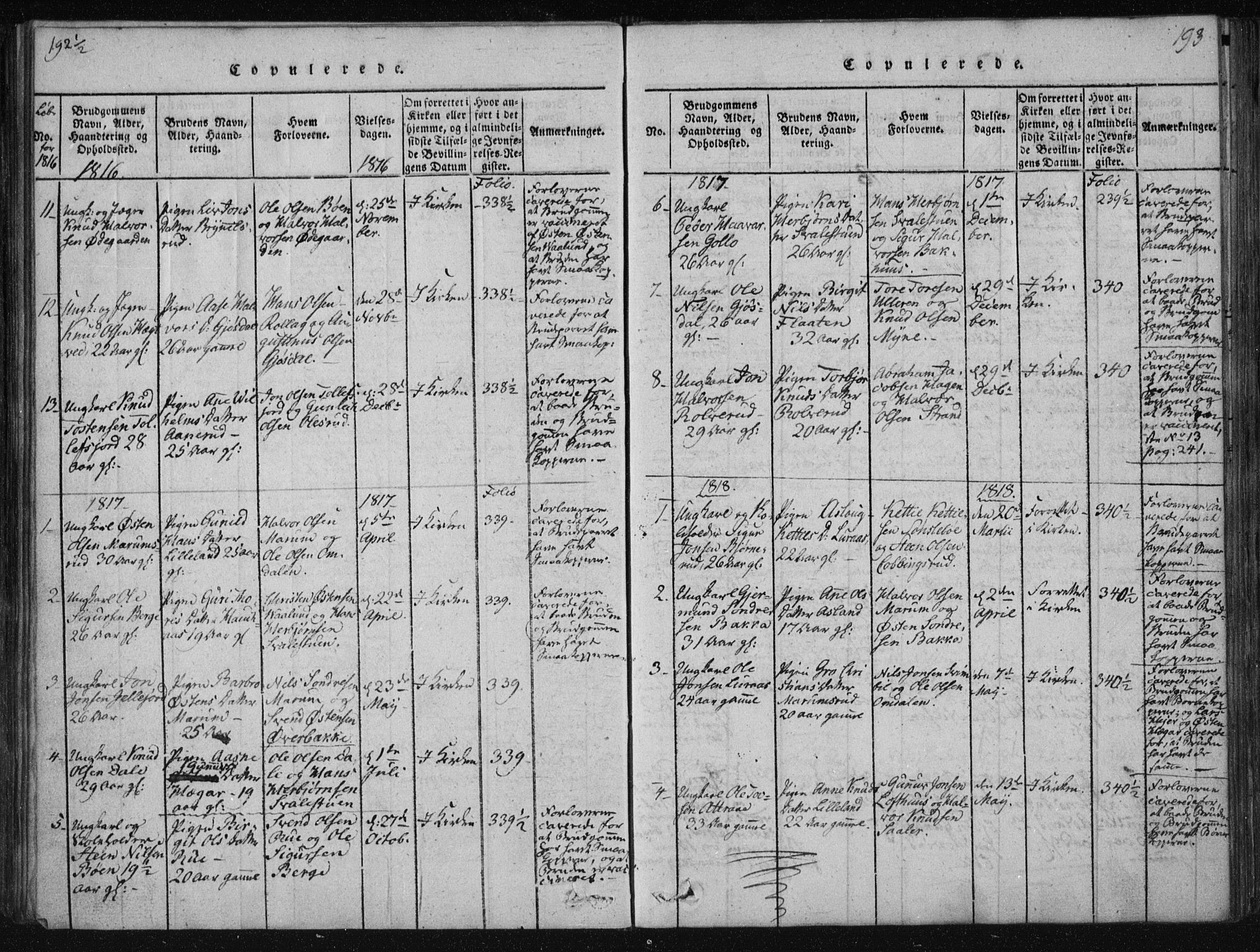 Tinn kirkebøker, SAKO/A-308/F/Fa/L0004: Parish register (official) no. I 4, 1815-1843, p. 192b-193a