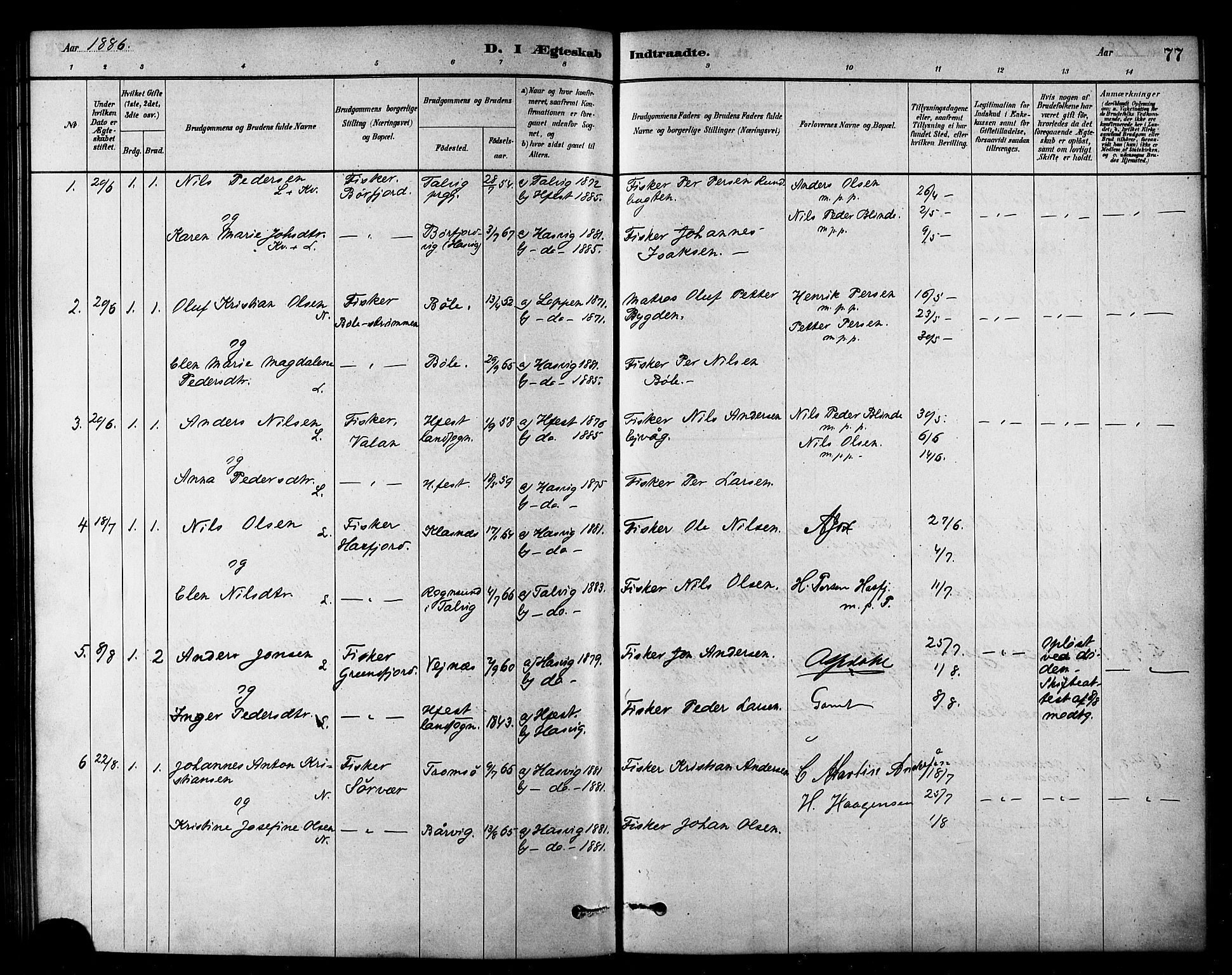 Loppa sokneprestkontor, SATØ/S-1339/H/Ha/L0007kirke: Parish register (official) no. 7, 1879-1889, p. 77