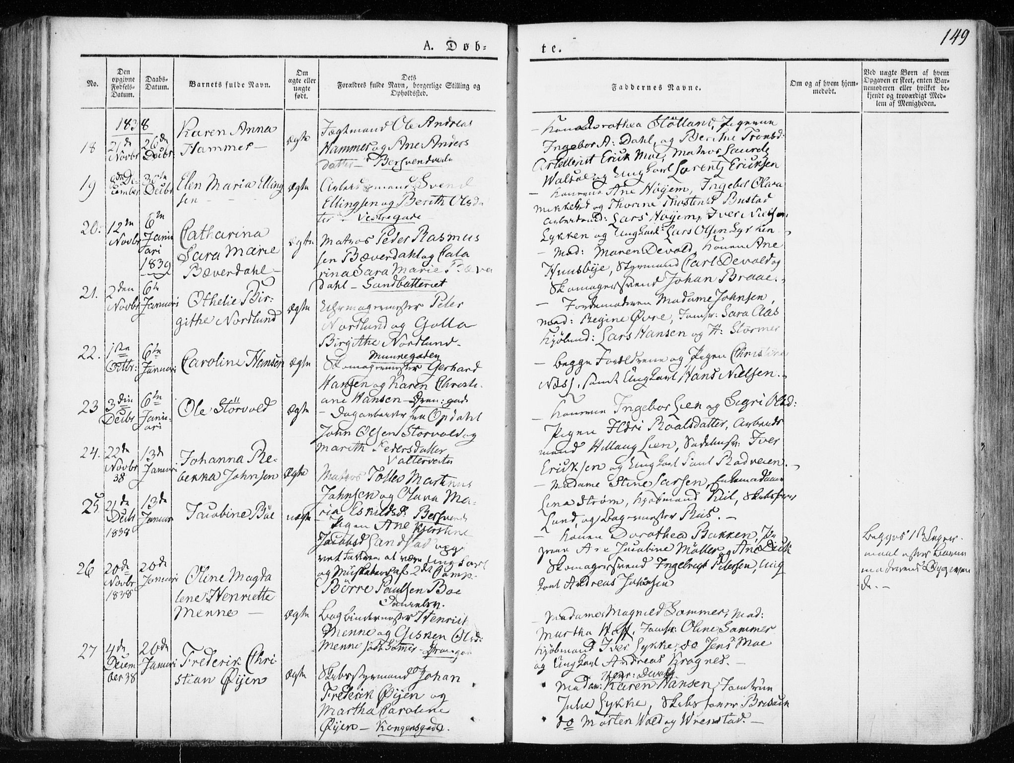 Ministerialprotokoller, klokkerbøker og fødselsregistre - Sør-Trøndelag, SAT/A-1456/601/L0047: Parish register (official) no. 601A15, 1831-1839, p. 149
