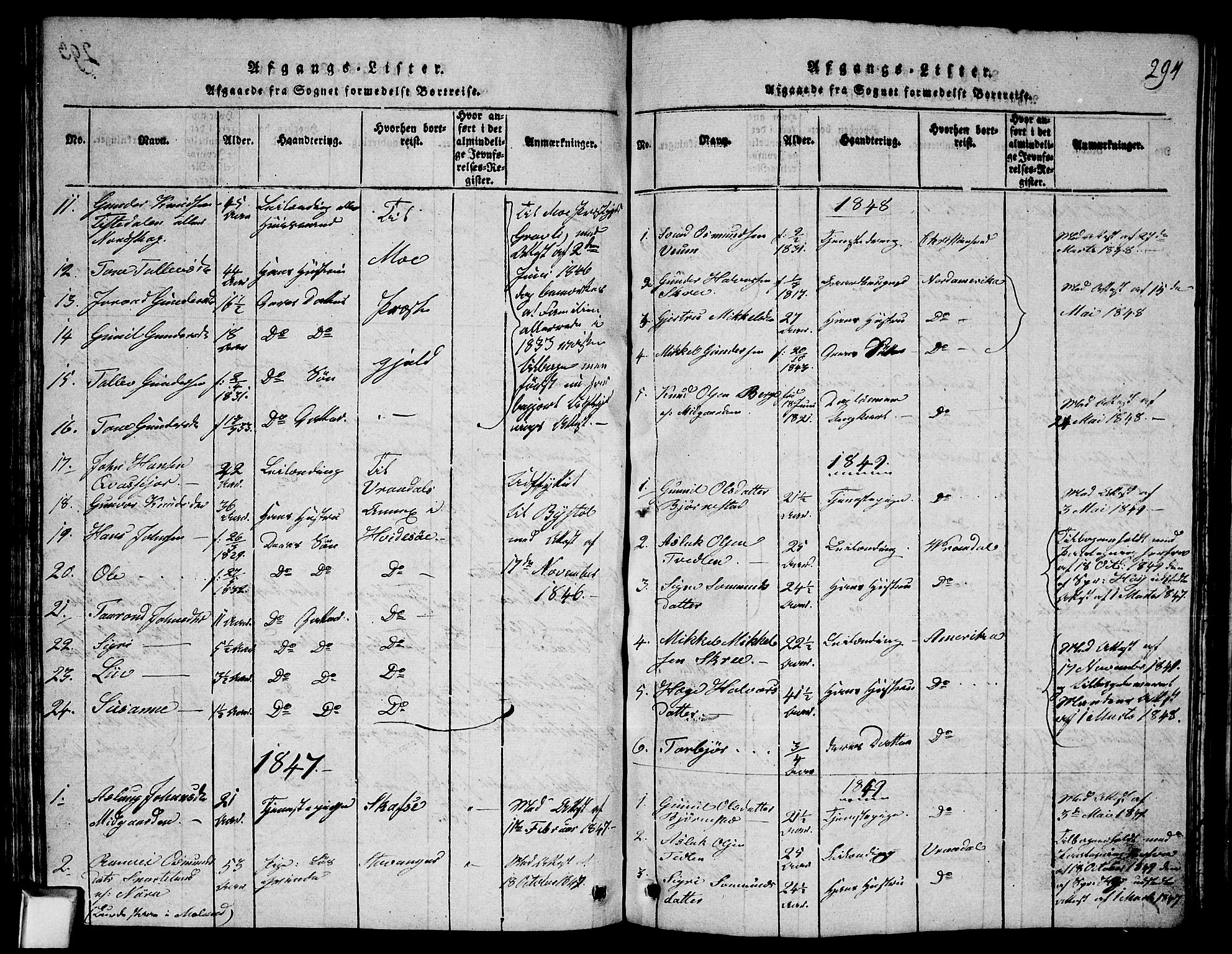 Fyresdal kirkebøker, SAKO/A-263/G/Ga/L0003: Parish register (copy) no. I 3, 1815-1863, p. 294