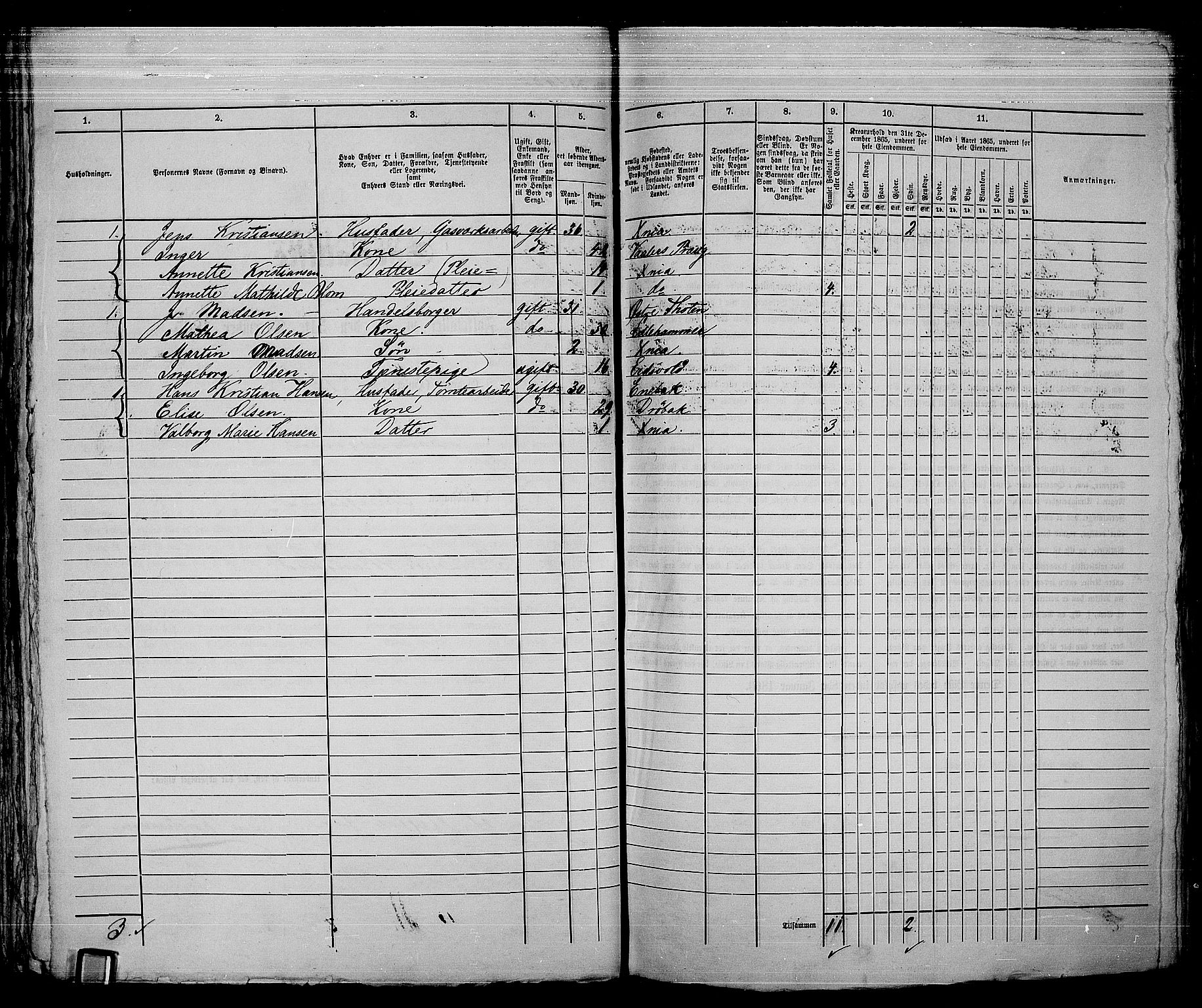 RA, 1865 census for Kristiania, 1865, p. 3809