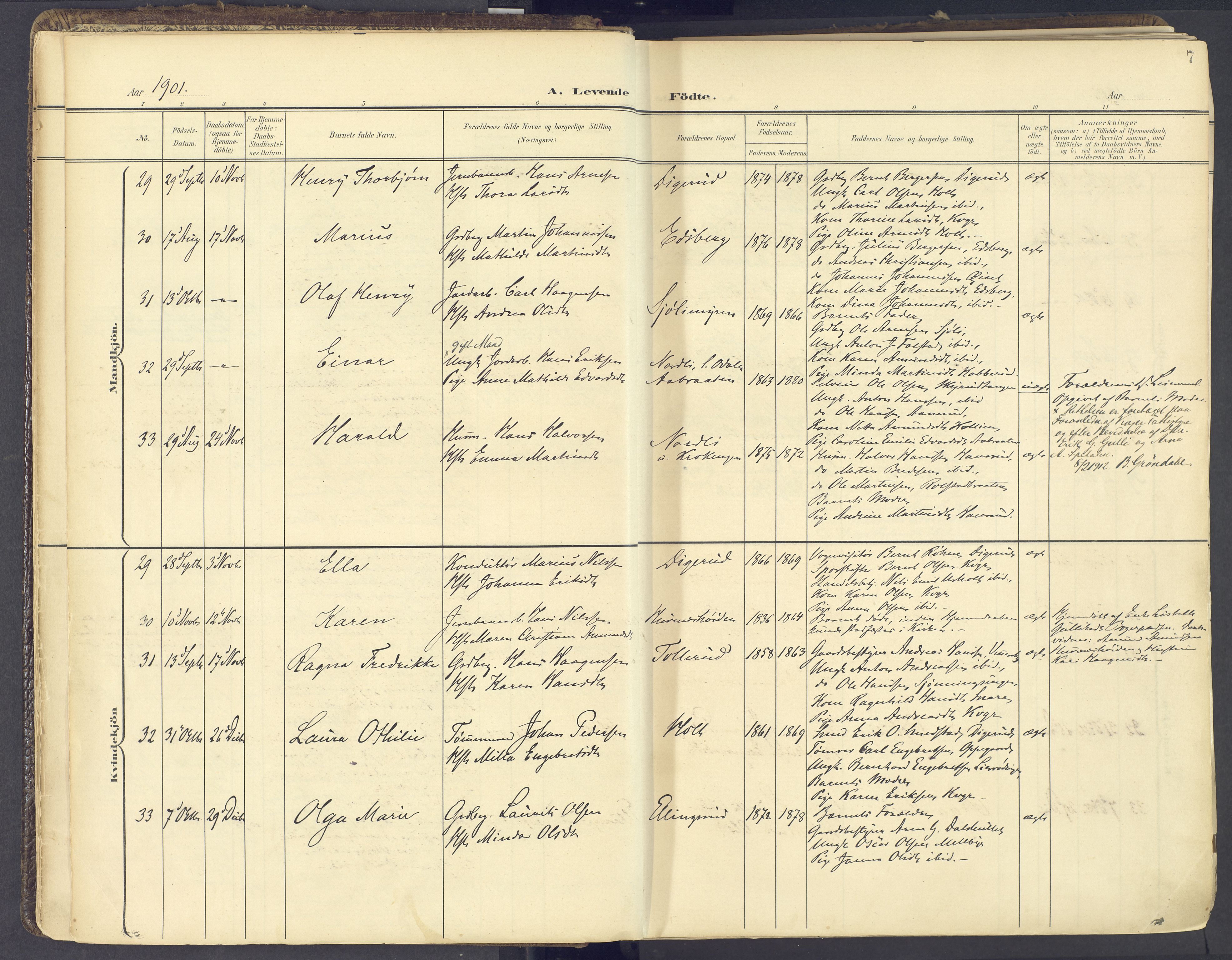 Vinger prestekontor, AV/SAH-PREST-024/H/Ha/Haa/L0017: Parish register (official) no. 17, 1901-1927, p. 7