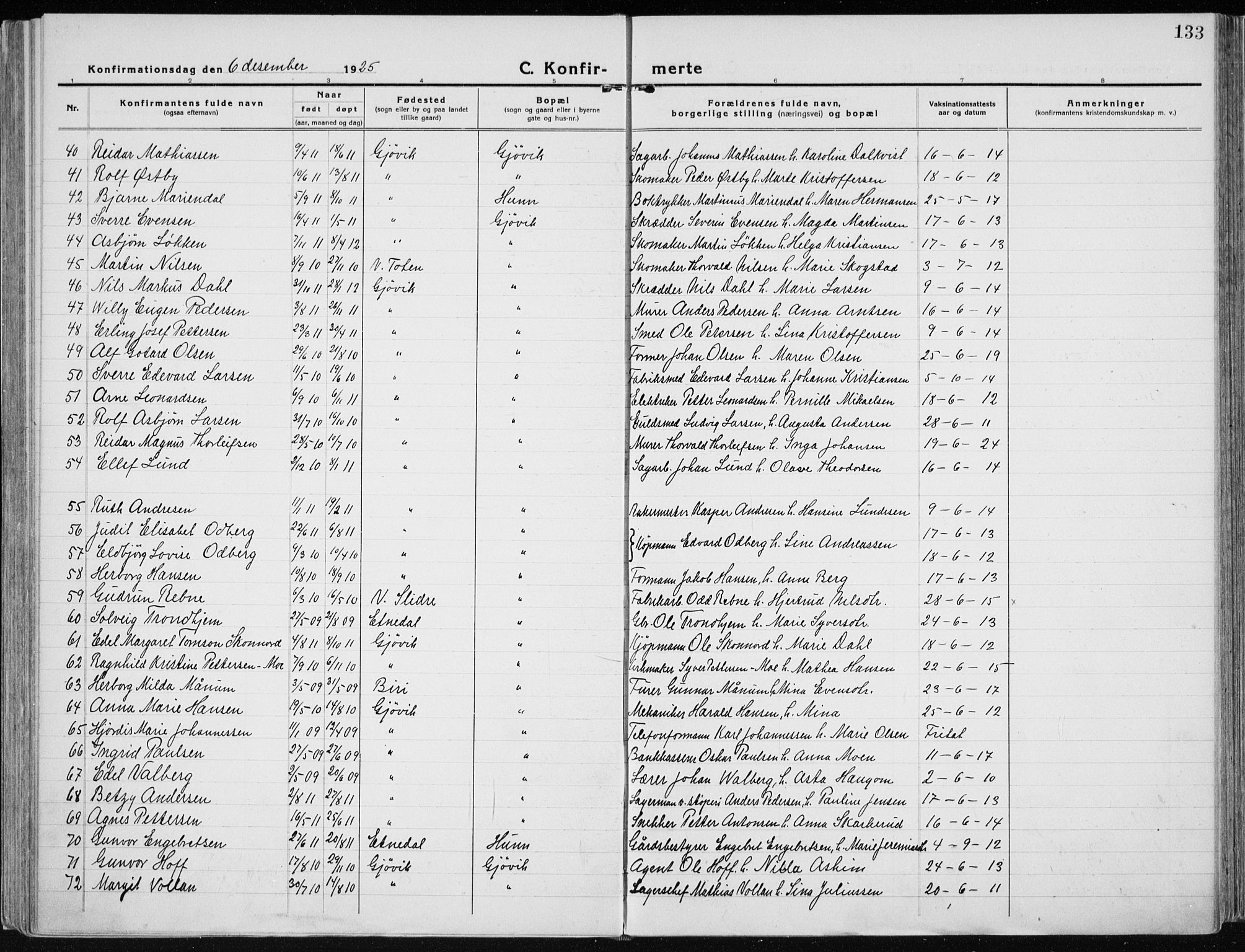 Vardal prestekontor, AV/SAH-PREST-100/H/Ha/Haa/L0015: Parish register (official) no. 15, 1923-1937, p. 133
