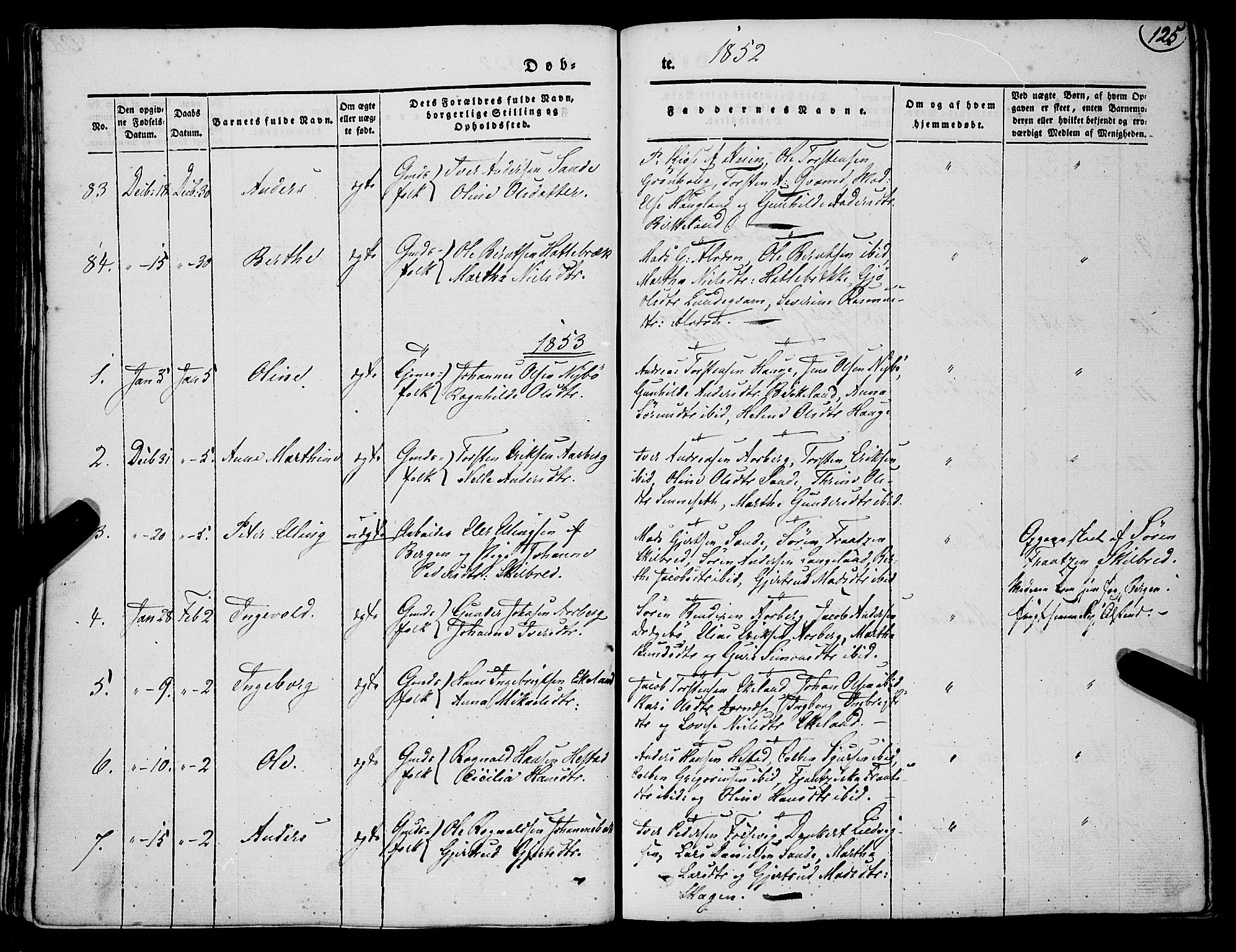 Gaular sokneprestembete, SAB/A-80001/H/Haa: Parish register (official) no. A 4I, 1840-1859, p. 125