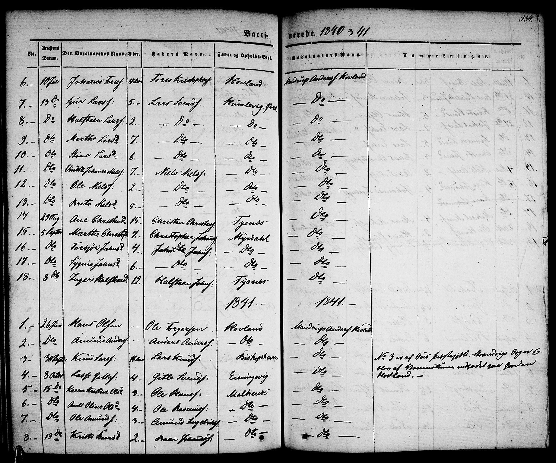 Tysnes sokneprestembete, AV/SAB-A-78601/H/Haa: Parish register (official) no. A 9, 1837-1848, p. 334