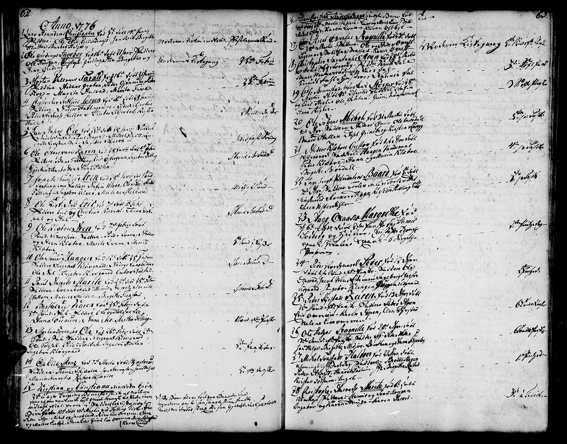 Ministerialprotokoller, klokkerbøker og fødselsregistre - Nord-Trøndelag, SAT/A-1458/746/L0440: Parish register (official) no. 746A02, 1760-1815, p. 62-63