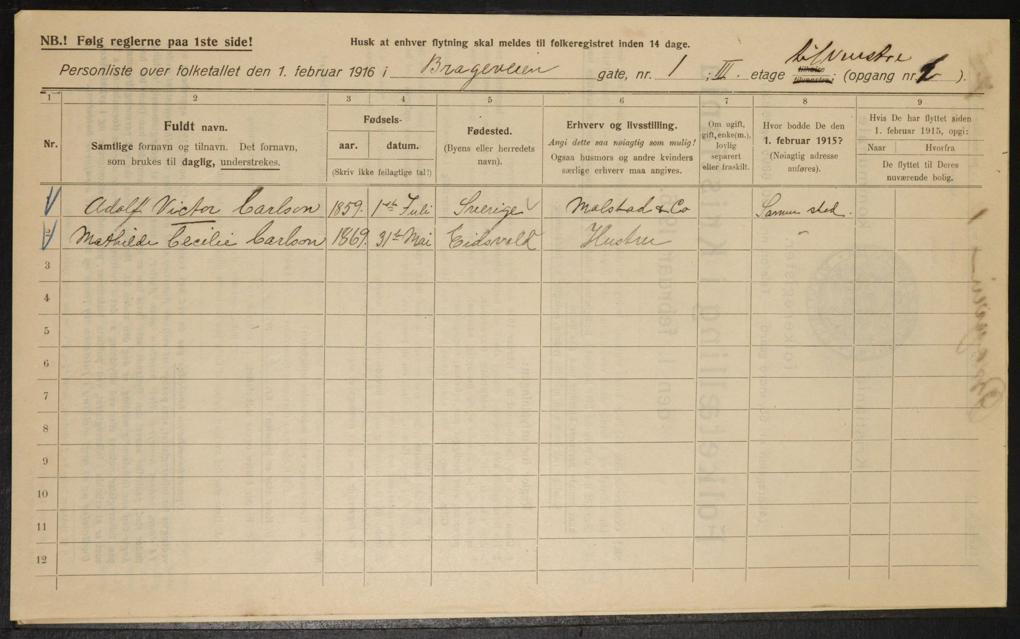 OBA, Municipal Census 1916 for Kristiania, 1916, p. 8132