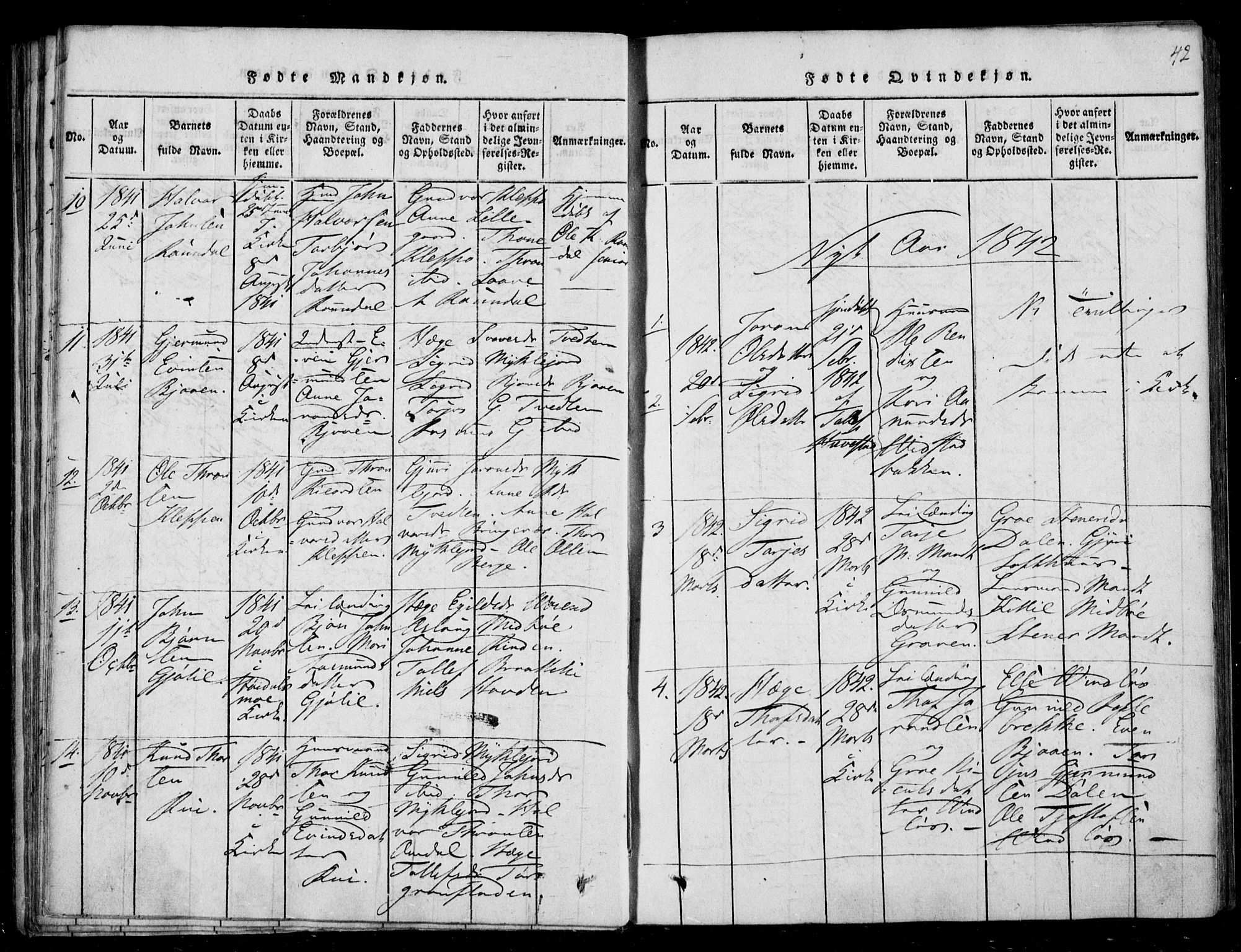 Lårdal kirkebøker, SAKO/A-284/F/Fb/L0001: Parish register (official) no. II 1, 1815-1860, p. 42