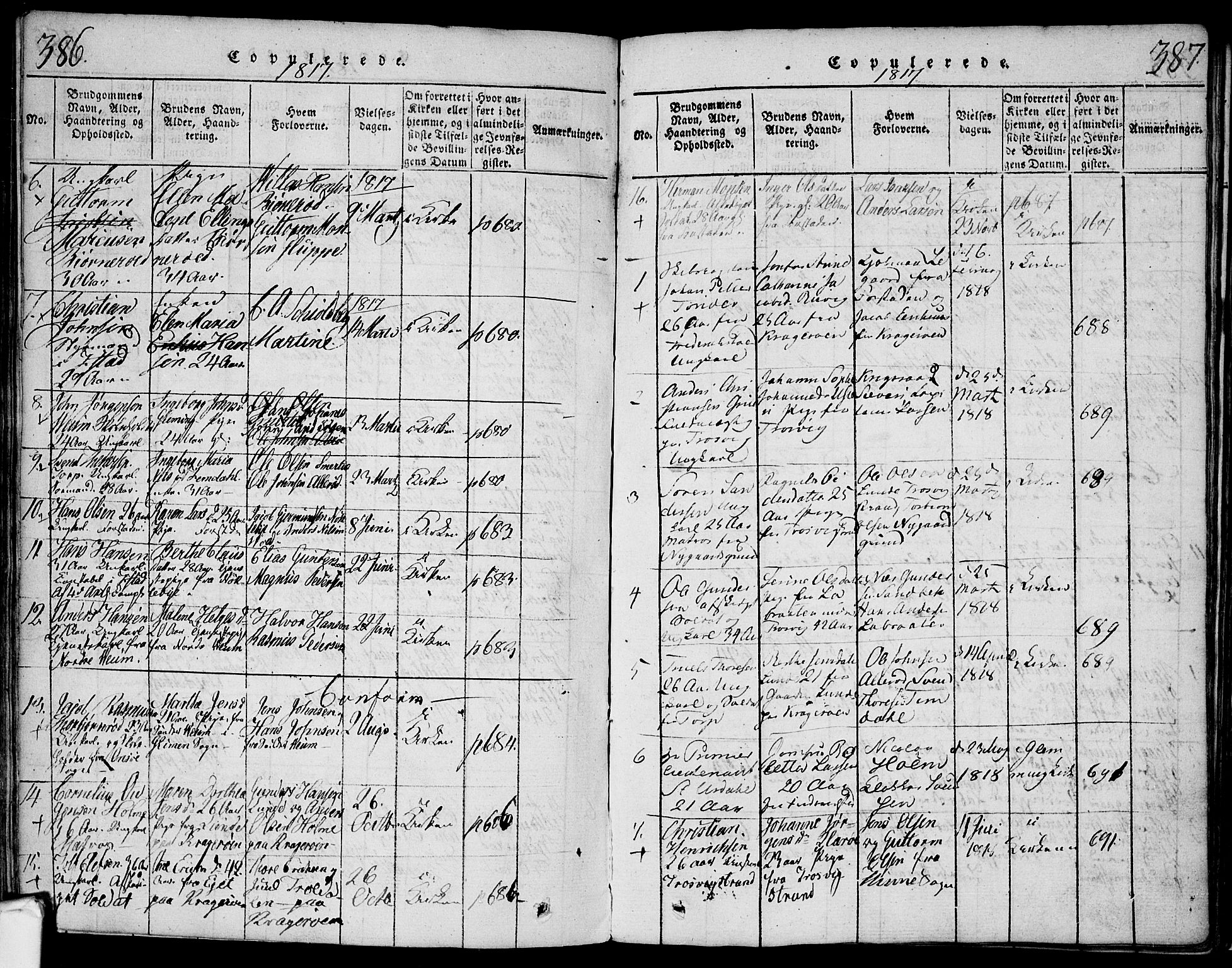 Glemmen prestekontor Kirkebøker, AV/SAO-A-10908/F/Fa/L0004: Parish register (official) no. 4, 1816-1838, p. 386-387