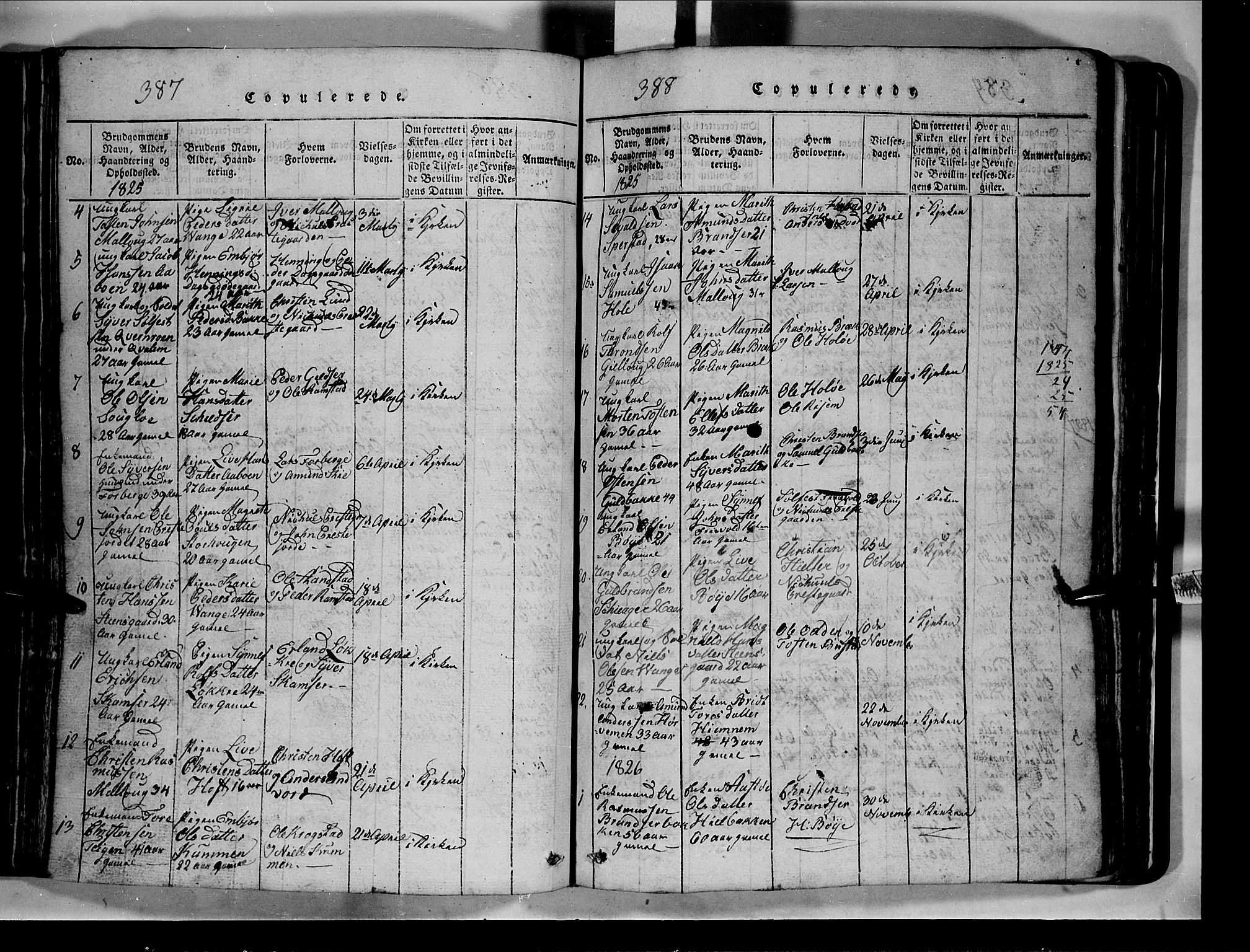 Lom prestekontor, SAH/PREST-070/L/L0003: Parish register (copy) no. 3, 1815-1844, p. 387-388