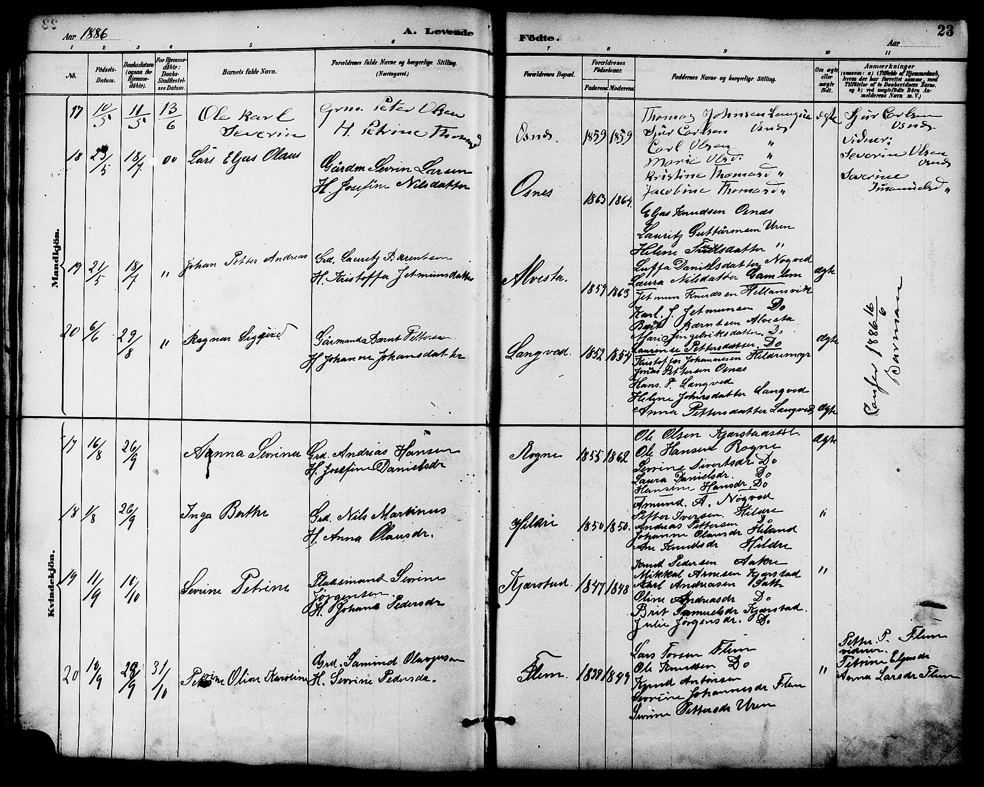 Ministerialprotokoller, klokkerbøker og fødselsregistre - Møre og Romsdal, SAT/A-1454/536/L0501: Parish register (official) no. 536A10, 1884-1896, p. 23