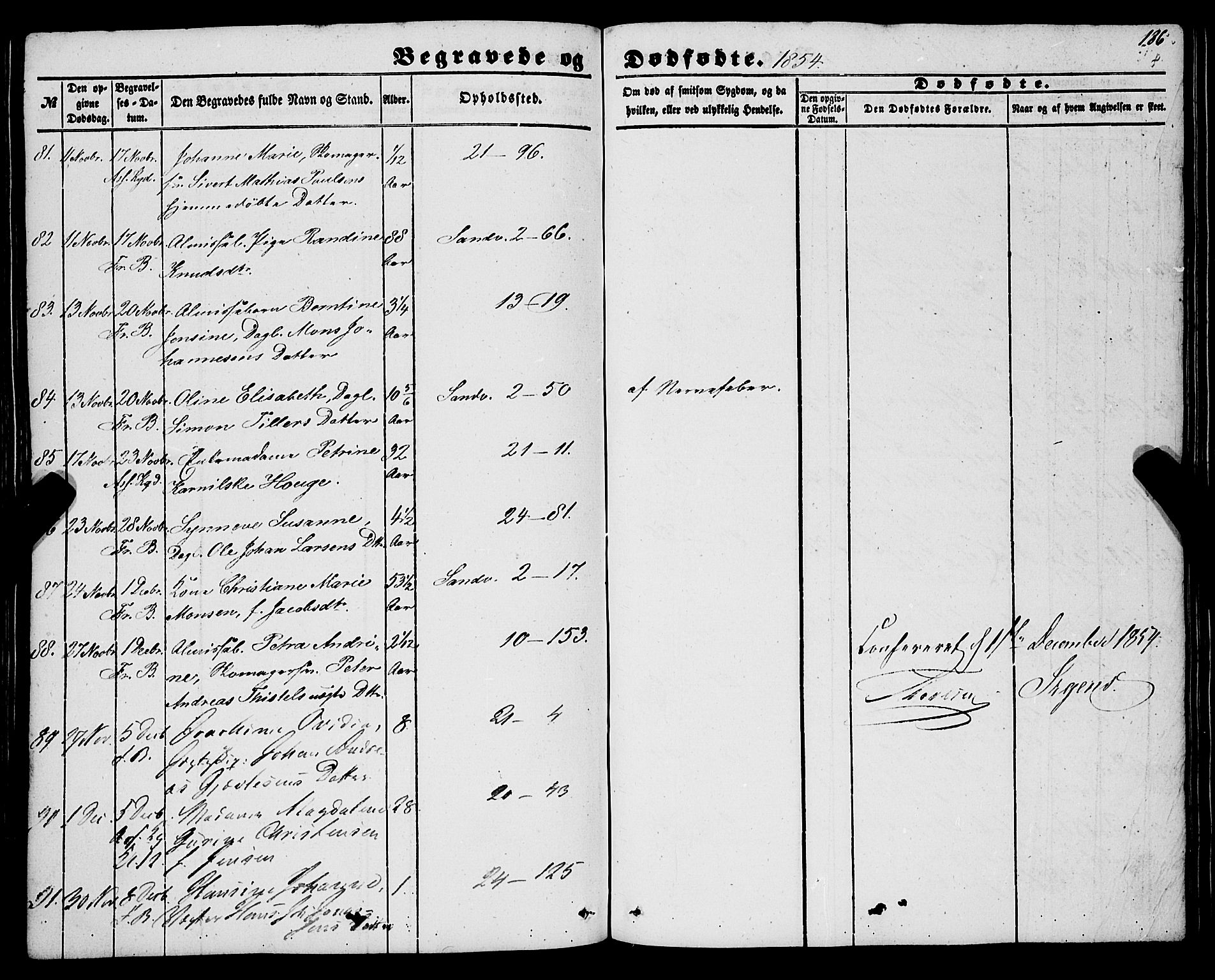 Korskirken sokneprestembete, AV/SAB-A-76101/H/Haa: Parish register (official) no. E 2, 1848-1862, p. 186