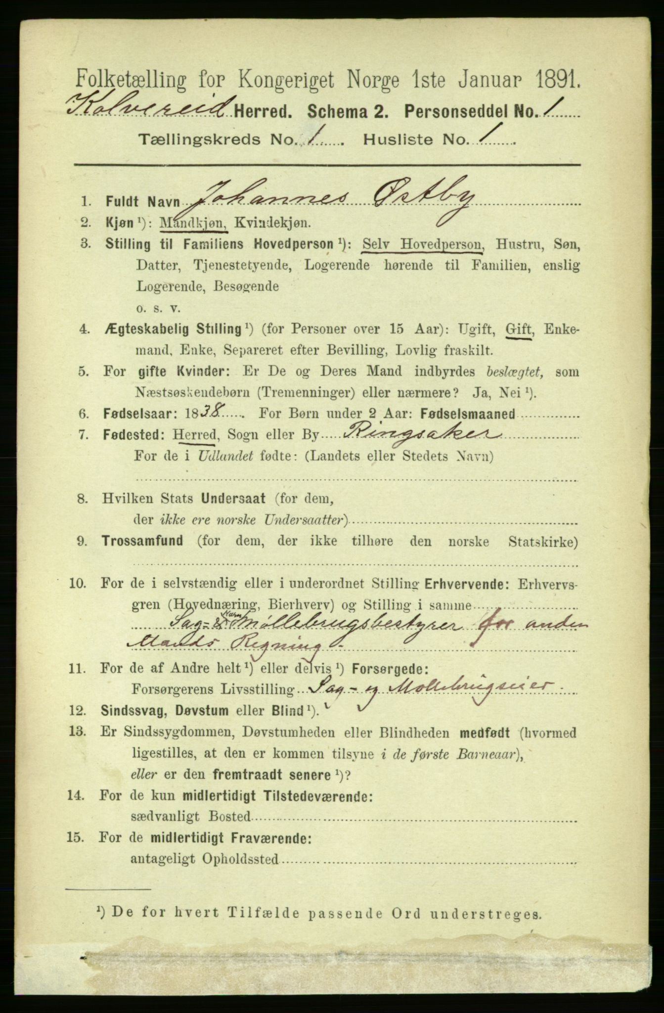 RA, 1891 census for 1752 Kolvereid, 1891, p. 43