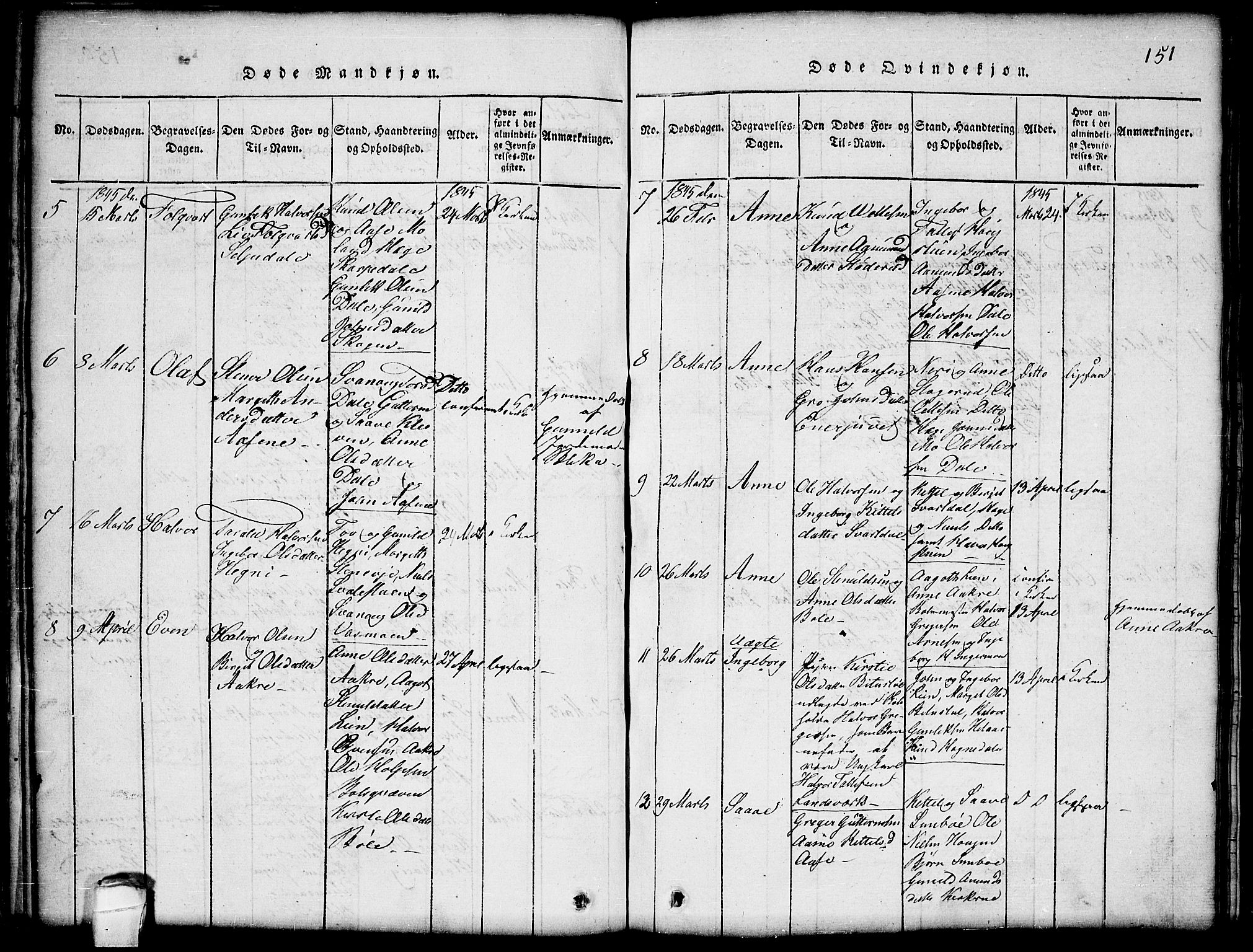 Seljord kirkebøker, AV/SAKO-A-20/G/Gb/L0002: Parish register (copy) no. II 2, 1815-1854, p. 151