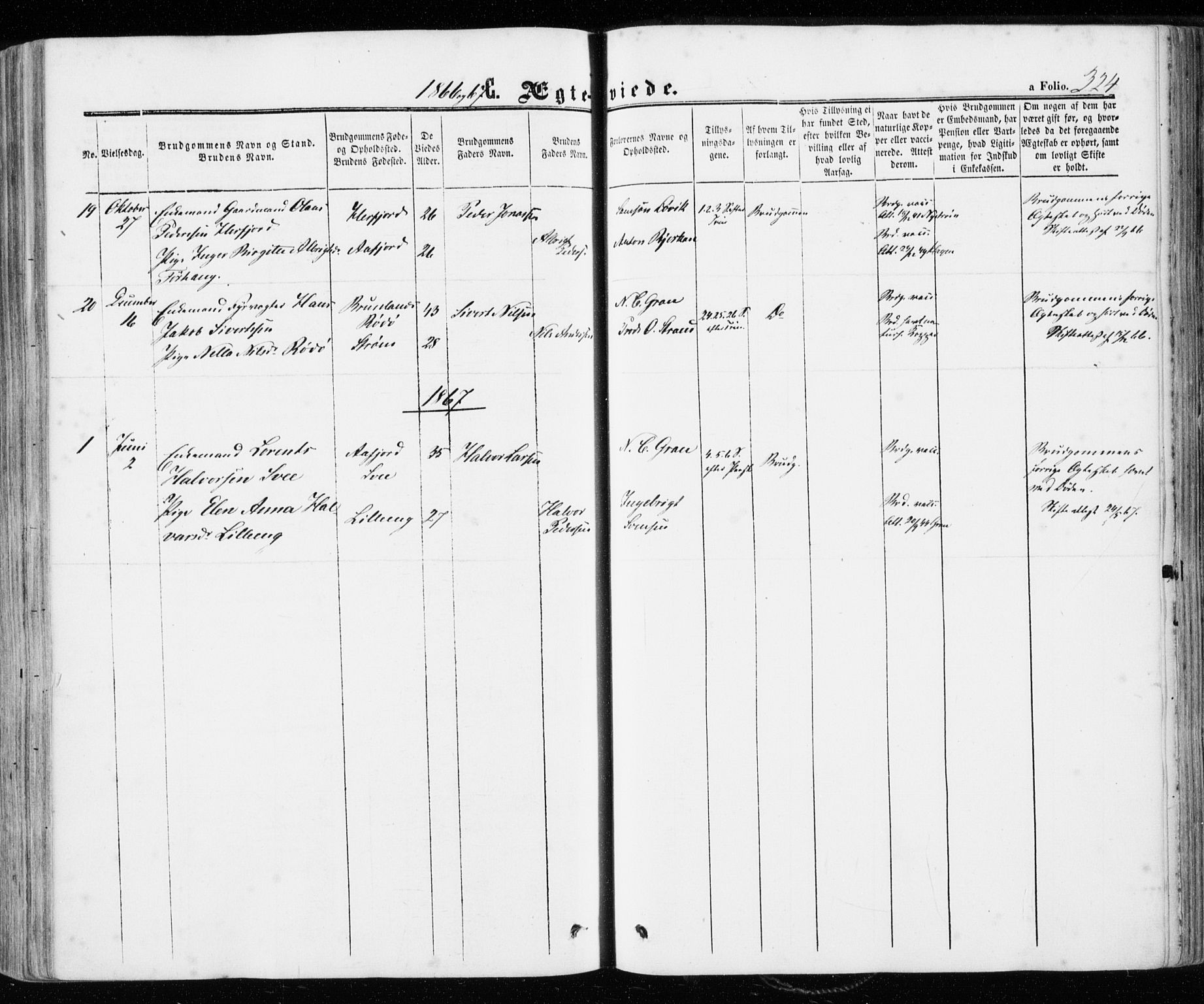 Ministerialprotokoller, klokkerbøker og fødselsregistre - Sør-Trøndelag, SAT/A-1456/657/L0705: Parish register (official) no. 657A06, 1858-1867, p. 324