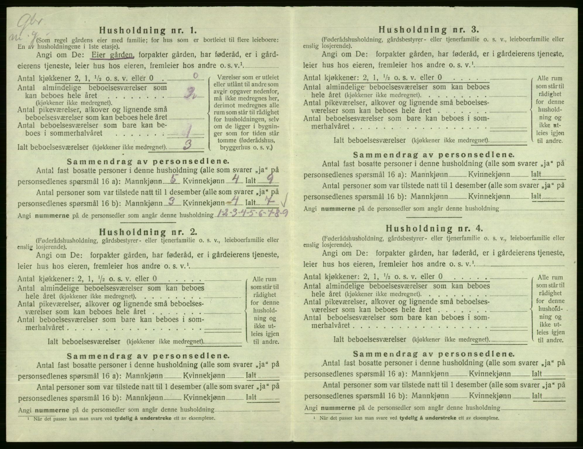 SAB, 1920 census for Vossestrand, 1920, p. 415