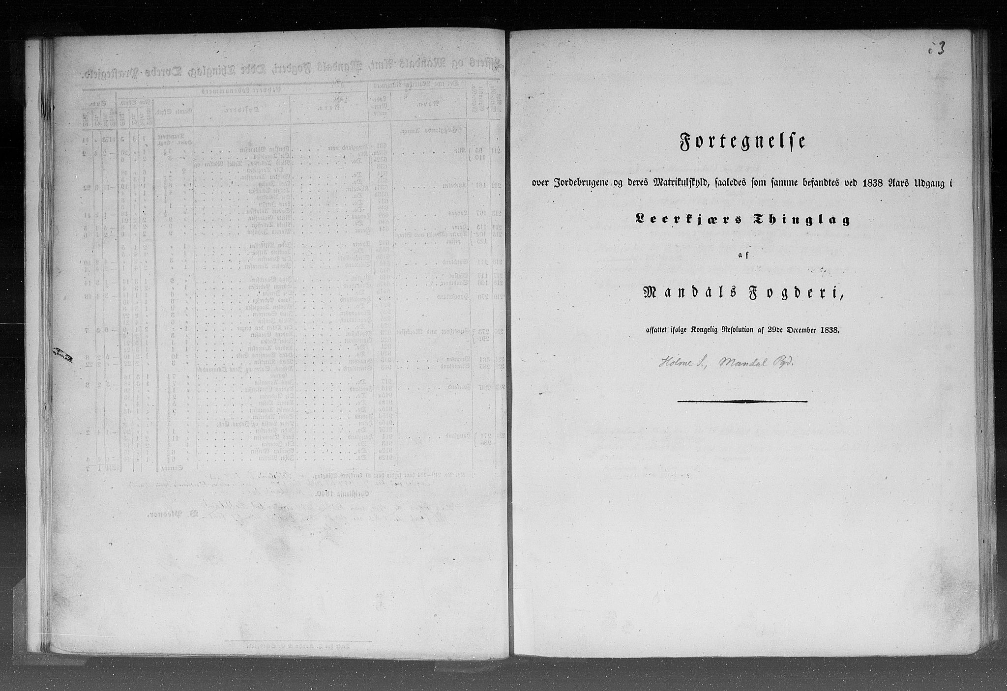 Rygh, AV/RA-PA-0034/F/Fb/L0009: Matrikkelen for 1838 - Lister og Mandals amt (Vest-Agder fylke), 1838