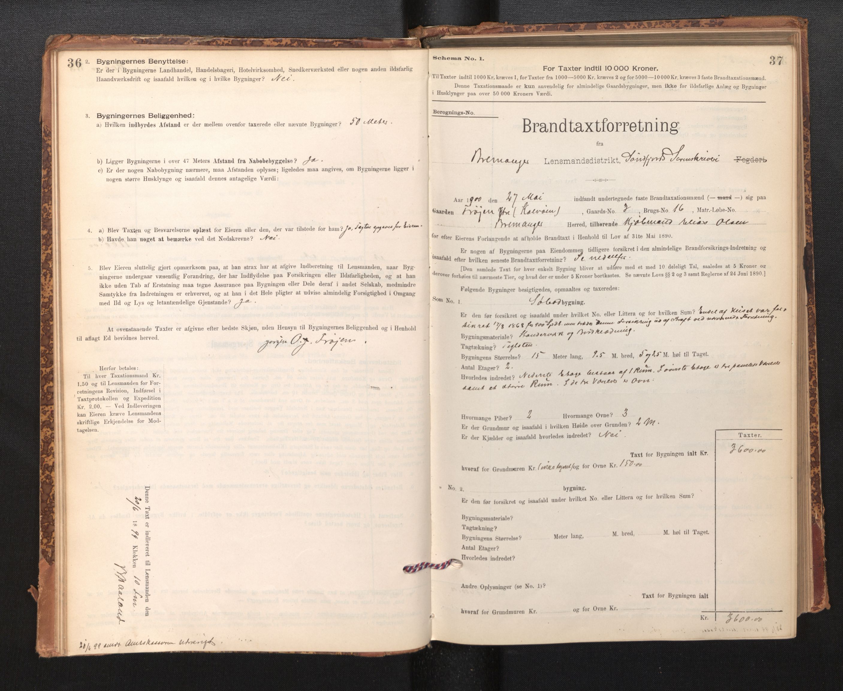 Lensmannen i Bremanger, SAB/A-26701/0012/L0007: Branntakstprotokoll, skjematakst, 1895-1936, p. 36-37