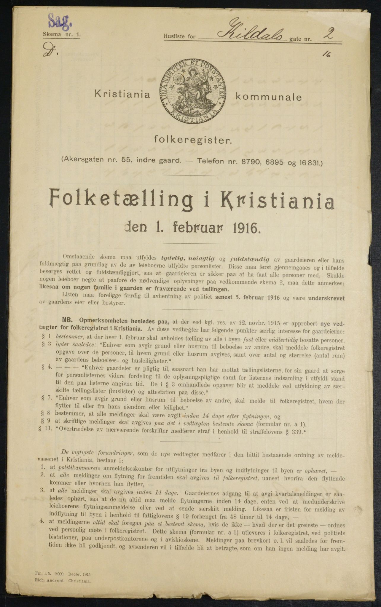 OBA, Municipal Census 1916 for Kristiania, 1916, p. 50582