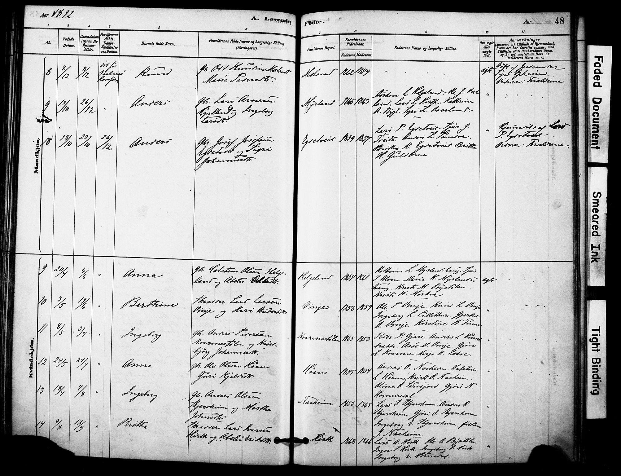 Vossestrand Sokneprestembete, AV/SAB-A-79101/H/Haa: Parish register (official) no. C 1, 1878-1903, p. 48