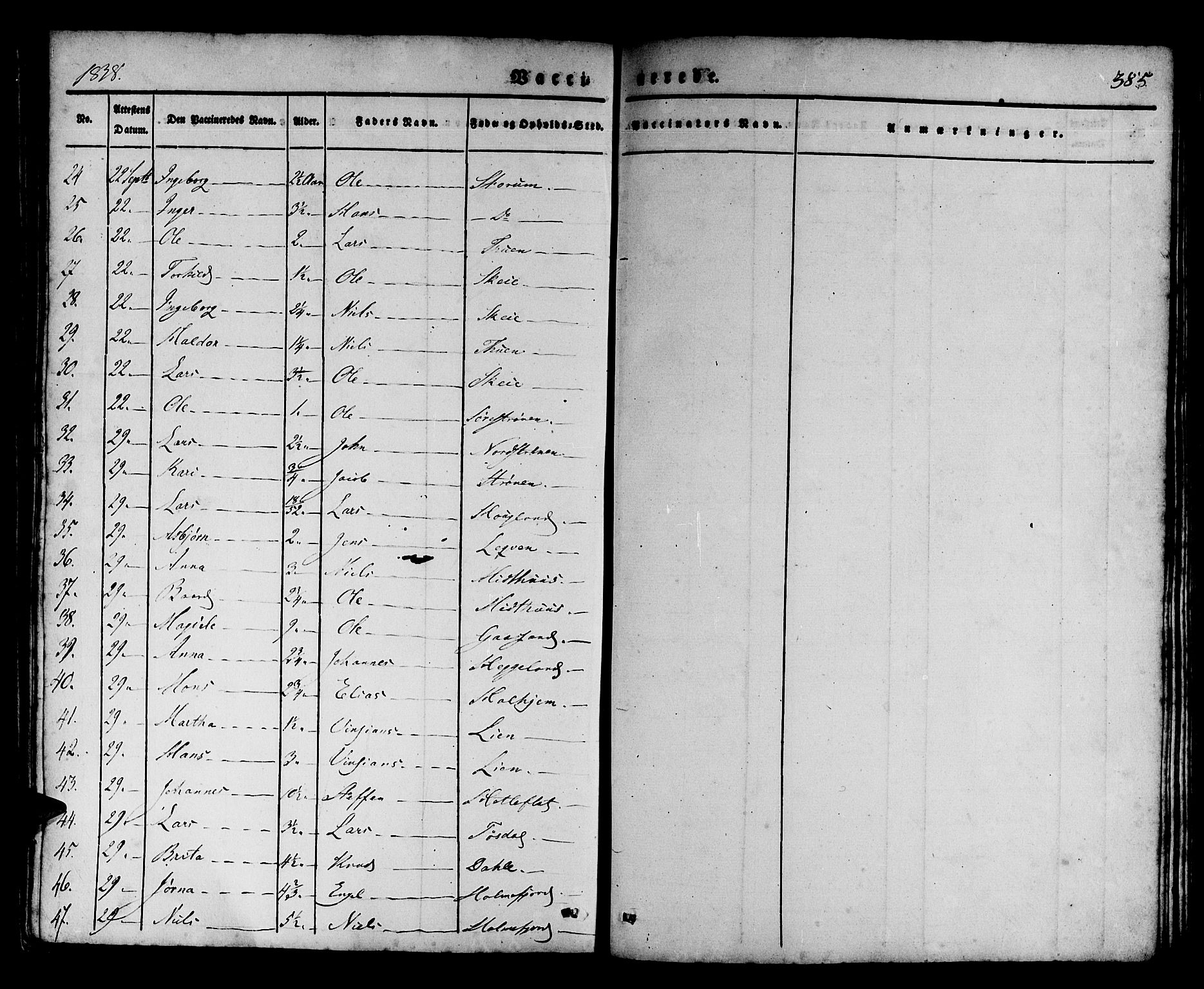 Os sokneprestembete, SAB/A-99929: Parish register (official) no. A 14, 1826-1839, p. 385