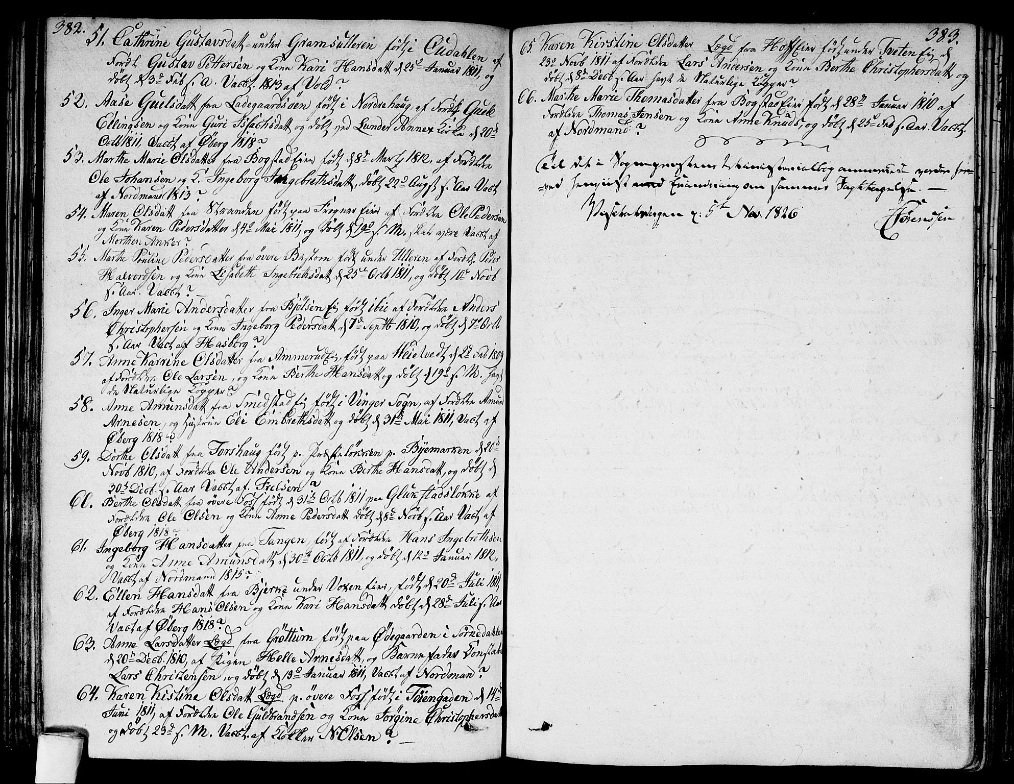 Aker prestekontor kirkebøker, AV/SAO-A-10861/G/L0004: Parish register (copy) no. 4, 1819-1829, p. 382-383