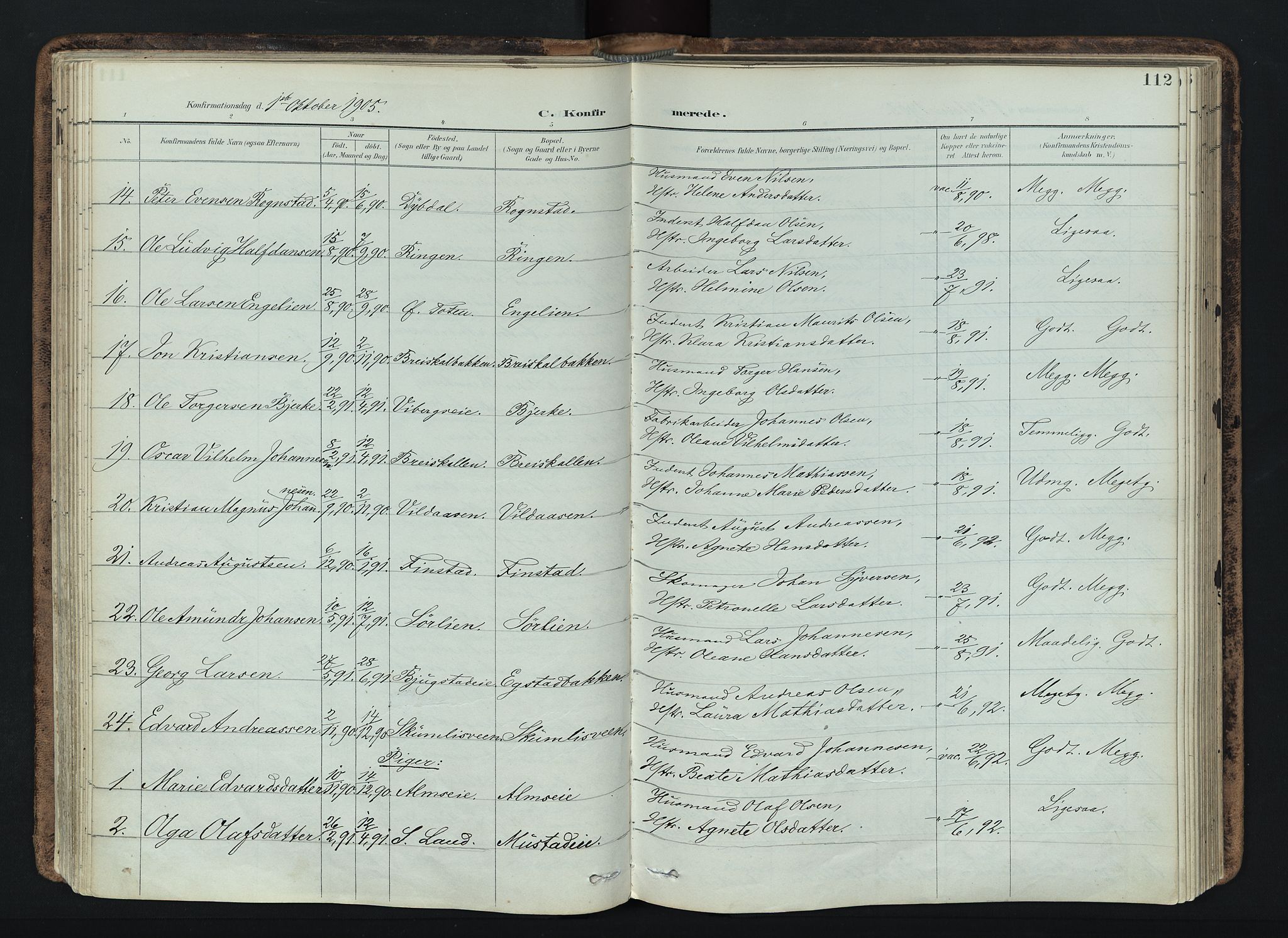 Vardal prestekontor, SAH/PREST-100/H/Ha/Haa/L0019: Parish register (official) no. 19, 1893-1907, p. 112