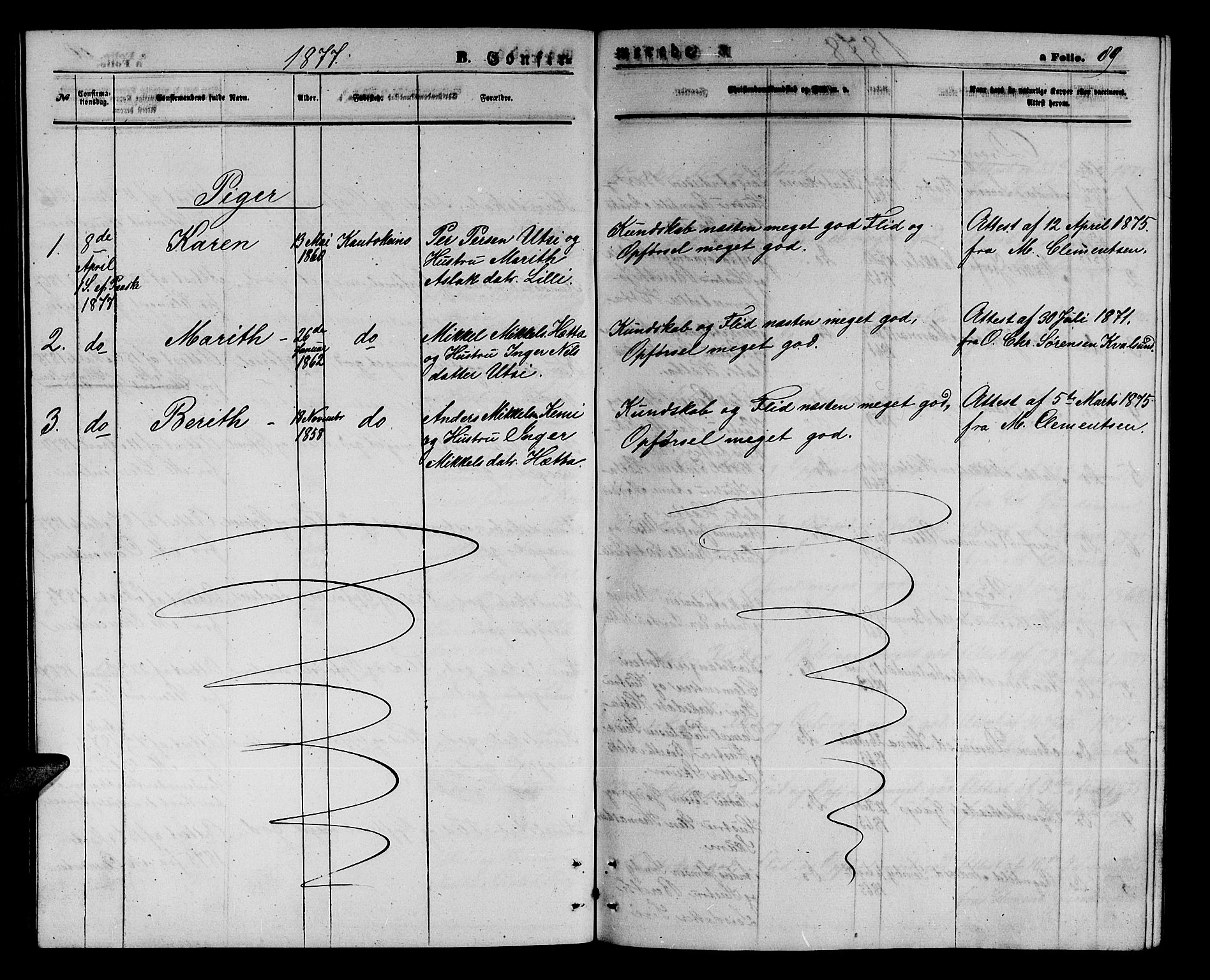 Kautokeino sokneprestembete, AV/SATØ-S-1340/H/Hb/L0001.klokk: Parish register (copy) no. 1, 1862-1878, p. 89