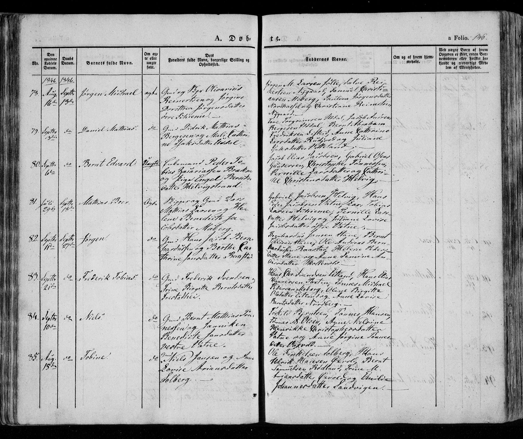 Lista sokneprestkontor, AV/SAK-1111-0027/F/Fa/L0009: Parish register (official) no. A 9, 1835-1846, p. 146