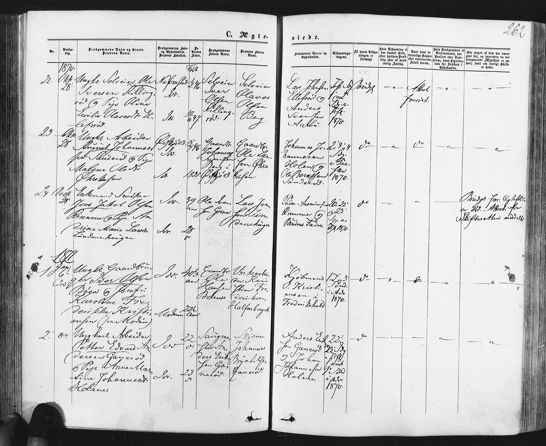 Idd prestekontor Kirkebøker, SAO/A-10911/F/Fc/L0005: Parish register (official) no. III 5, 1861-1877, p. 262