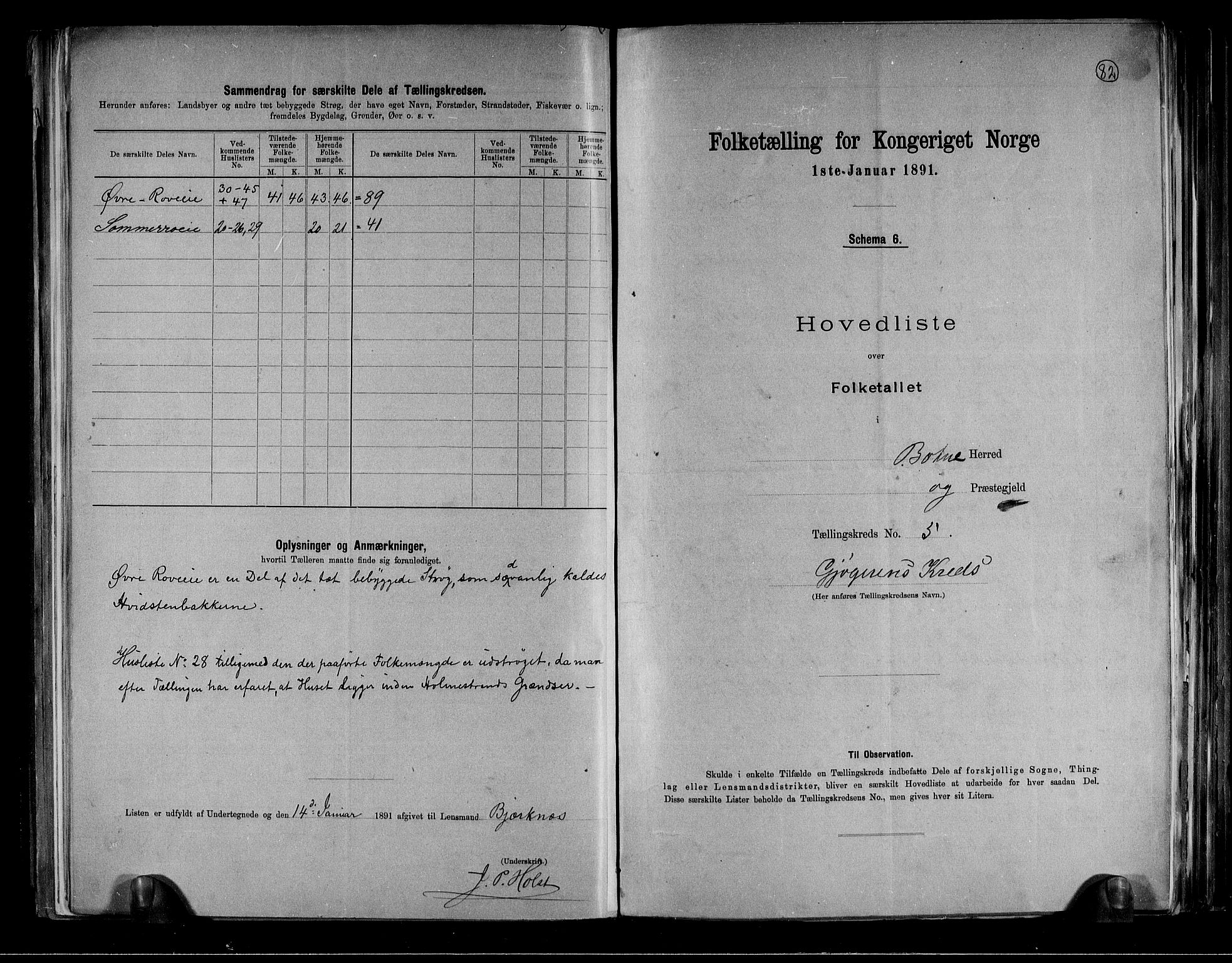 RA, 1891 census for 0715 Botne, 1891, p. 13