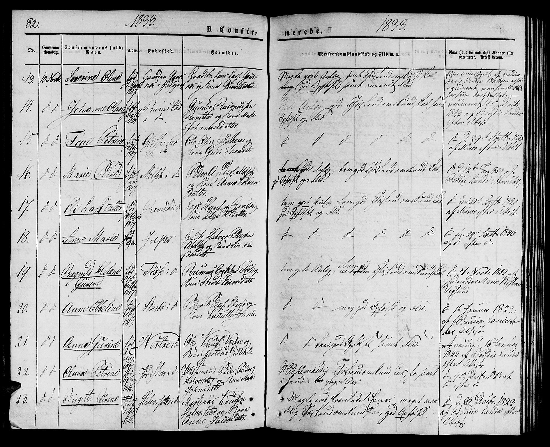 Ministerialprotokoller, klokkerbøker og fødselsregistre - Møre og Romsdal, SAT/A-1454/522/L0311: Parish register (official) no. 522A06, 1832-1842, p. 82