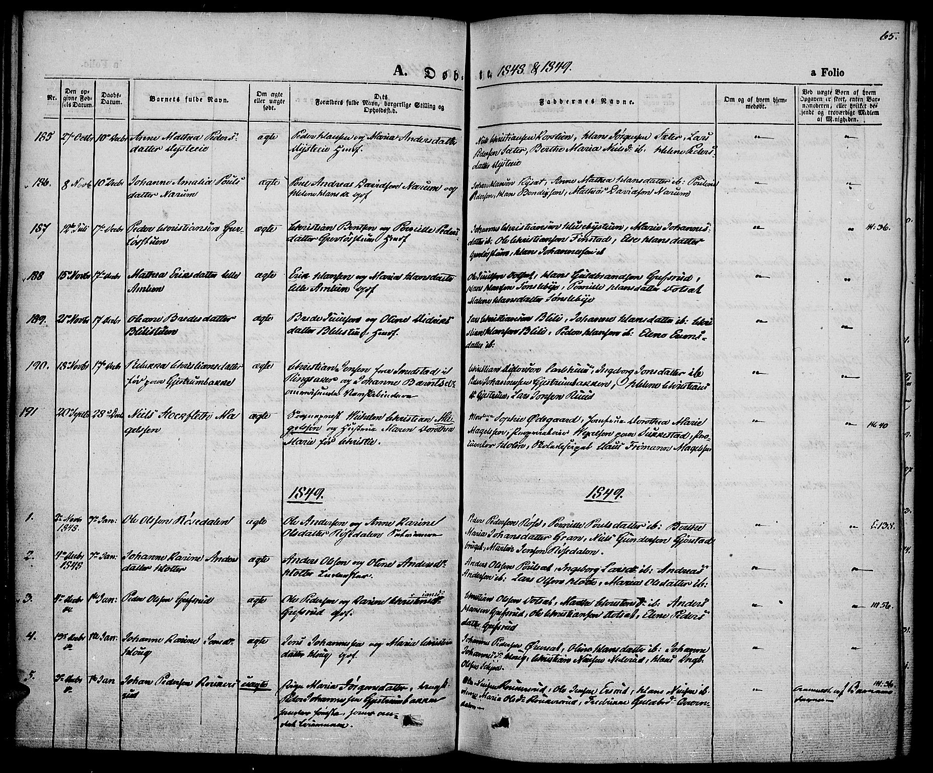 Vestre Toten prestekontor, SAH/PREST-108/H/Ha/Haa/L0004: Parish register (official) no. 4, 1844-1849, p. 65