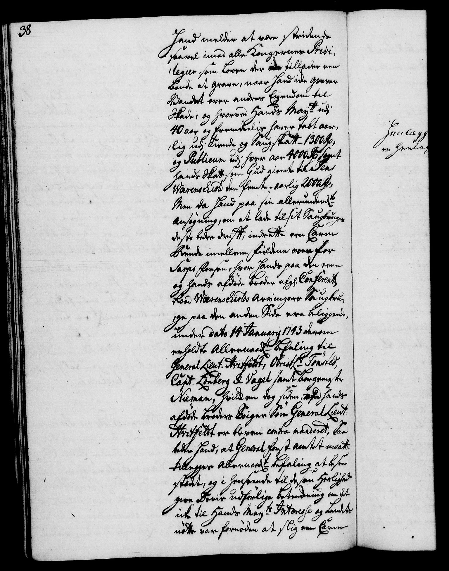 Rentekammeret, Kammerkanselliet, AV/RA-EA-3111/G/Gh/Gha/L0025: Norsk ekstraktmemorialprotokoll (merket RK 53.70), 1743-1744, p. 38