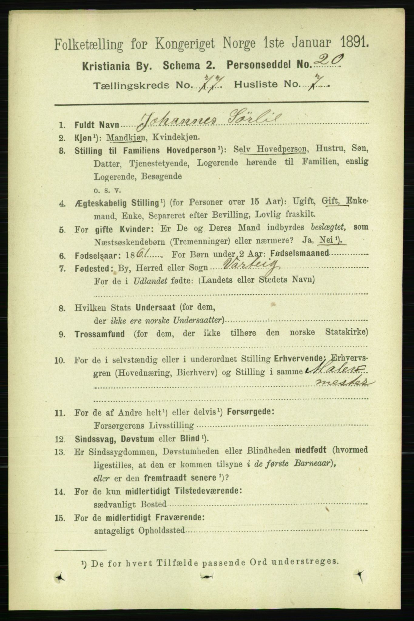 RA, 1891 census for 0301 Kristiania, 1891, p. 40730