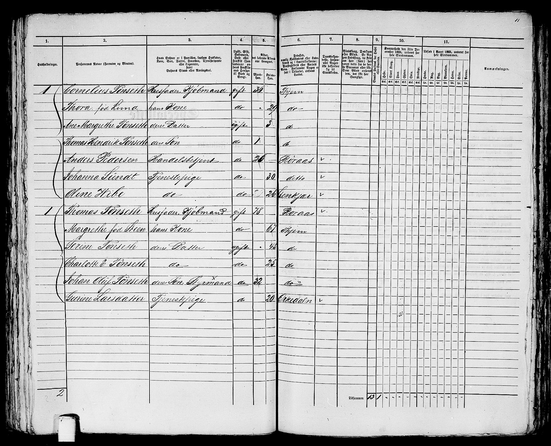 RA, 1865 census for Trondheim, 1865, p. 1856