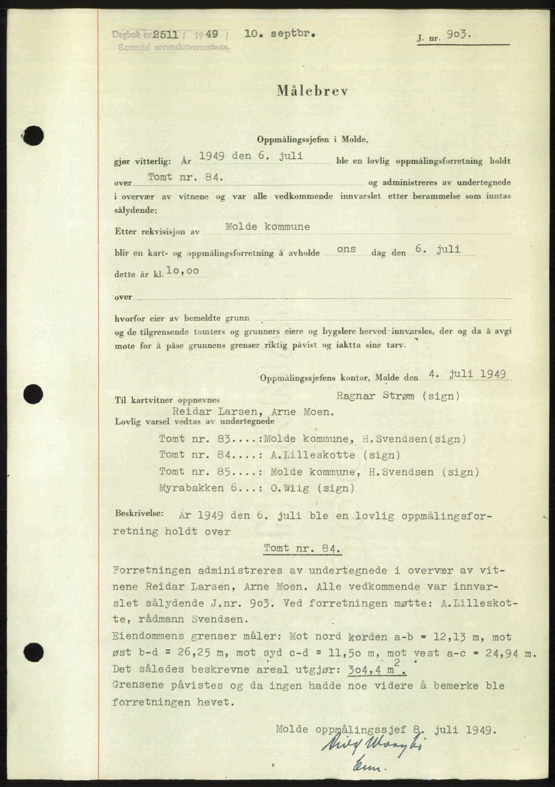 Romsdal sorenskriveri, AV/SAT-A-4149/1/2/2C: Mortgage book no. A30, 1949-1949, Diary no: : 2511/1949