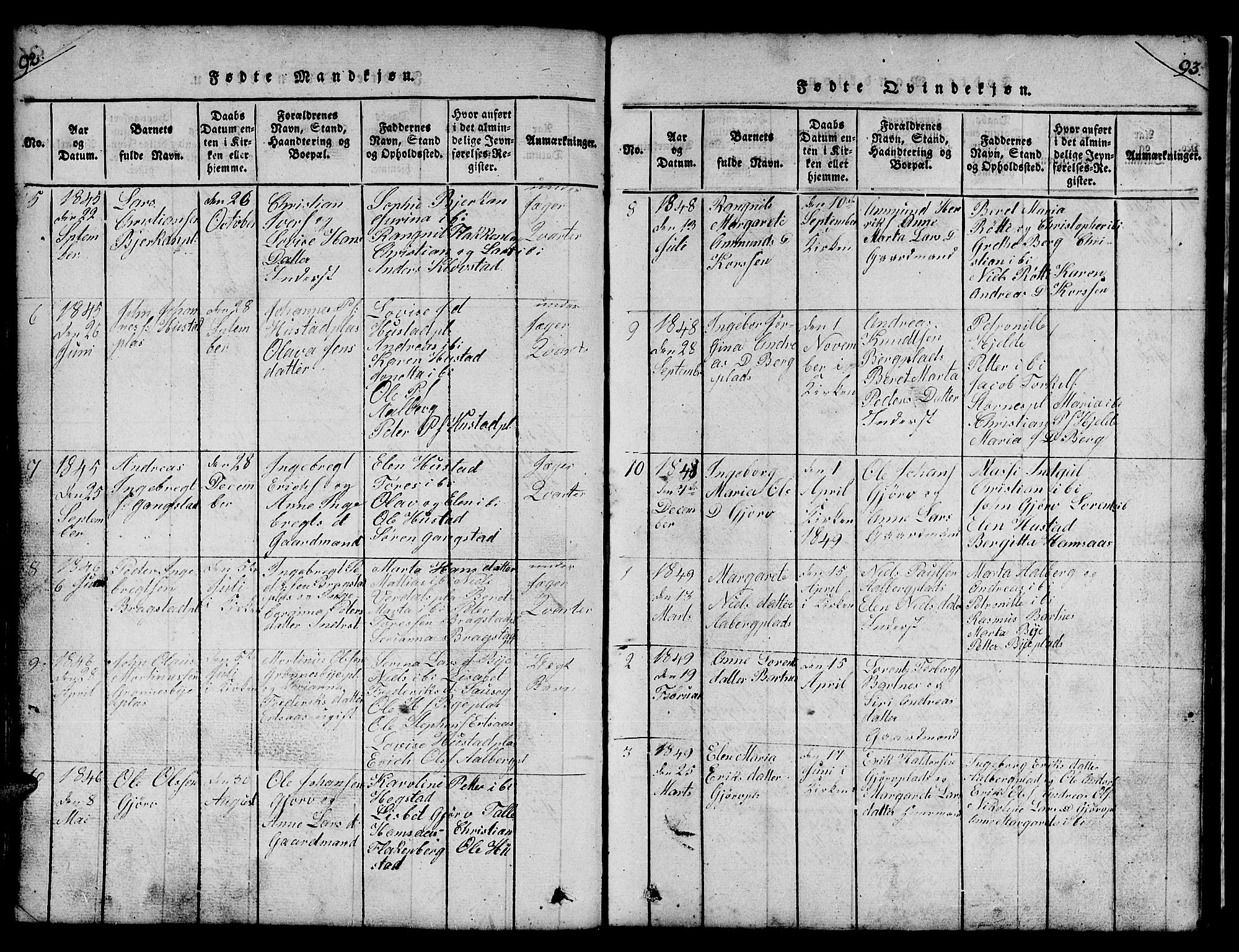 Ministerialprotokoller, klokkerbøker og fødselsregistre - Nord-Trøndelag, SAT/A-1458/732/L0317: Parish register (copy) no. 732C01, 1816-1881, p. 92-93