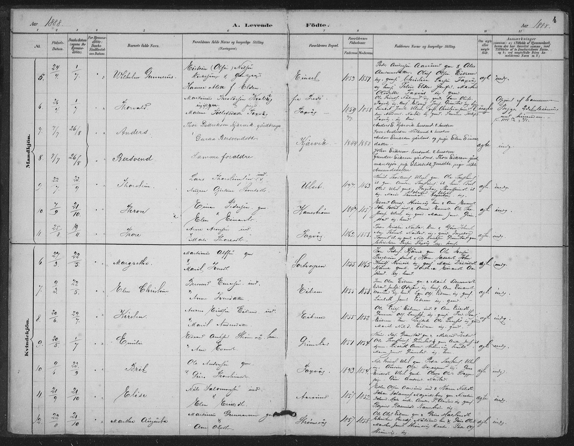 Ministerialprotokoller, klokkerbøker og fødselsregistre - Møre og Romsdal, AV/SAT-A-1454/587/L1000: Parish register (official) no. 587A02, 1887-1910, p. 4