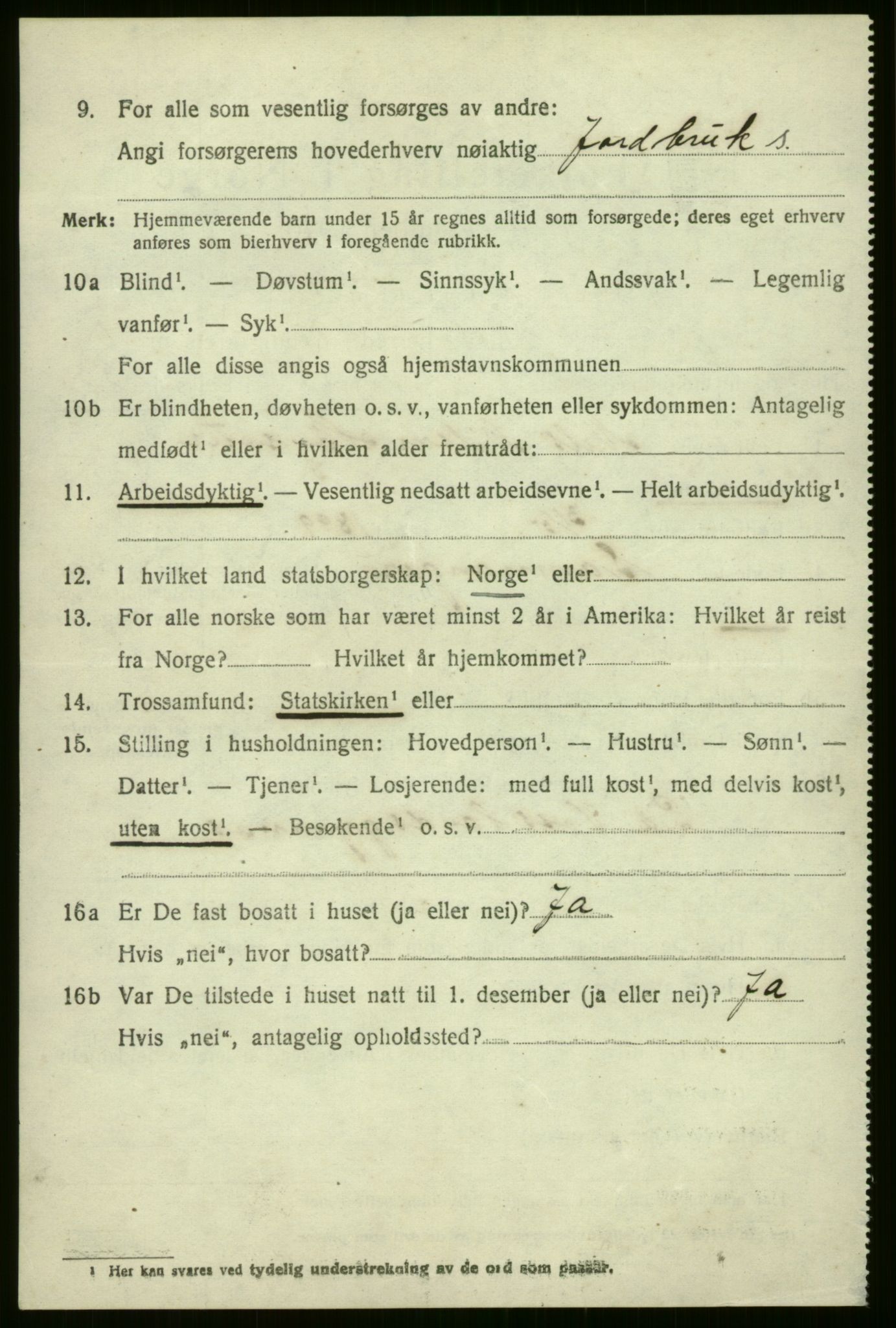 SAB, 1920 census for Voss, 1920, p. 6550