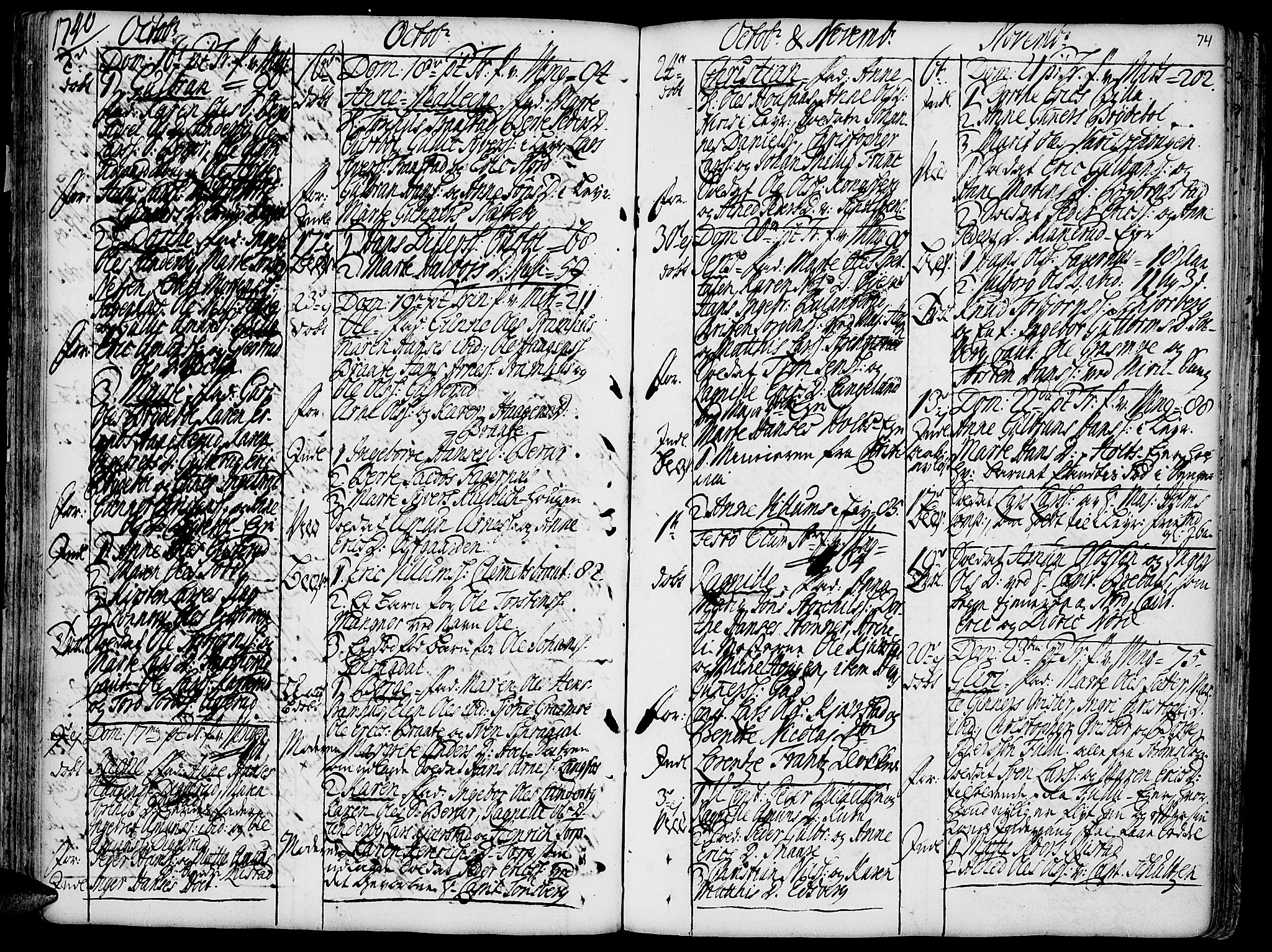 Vinger prestekontor, AV/SAH-PREST-024/H/Ha/Haa/L0002: Parish register (official) no. 2, 1730-1751, p. 74